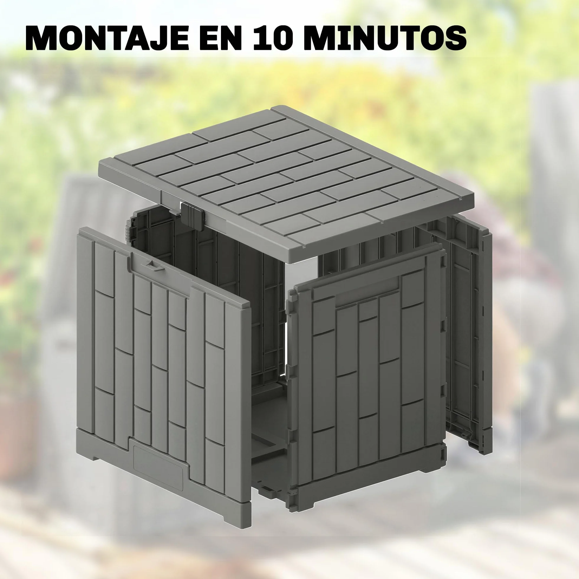 Outsunny Arcón Exterior Capacidad 114L, Baúl de Almacenaje Exterior de Resina Resistente al Agua y a los Rayos UV, con Cerradura para Jardín, Terraza, Patio, 56x44x54 cm, Gris