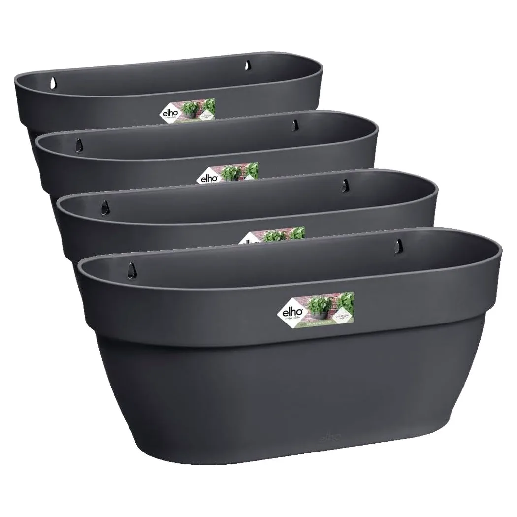 Elho Vibia Campana Wall Basket 35 - Jardinera por Balcón Exterior - Ø 35.0 x H 14.8 cm - Negro/Anthracite (Paquete de 4)