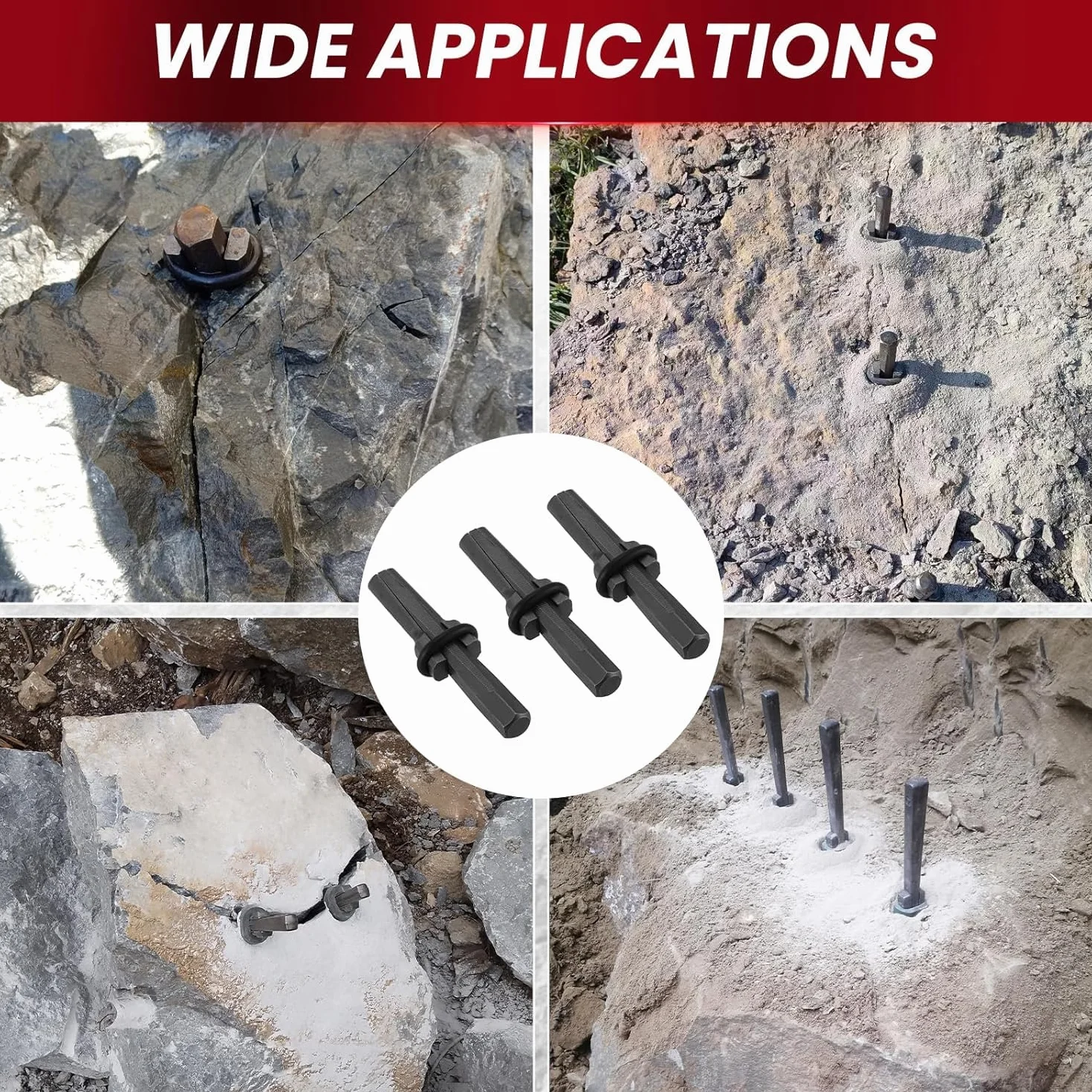 Cuñas Piedra, 10 Piezas Cuñas para Romper Piedras, 16mm Herramientas para Partir Piedra, para Hormigón Mármol Granito Roca Piedra