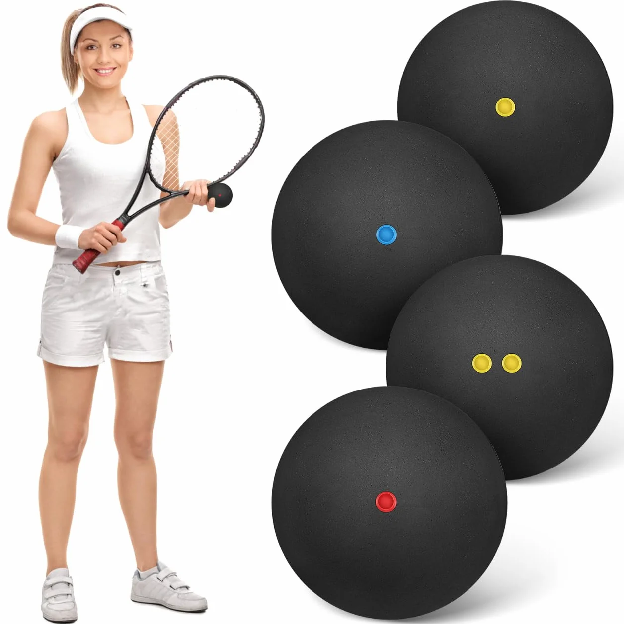 Kisangel 4 bolas de squash 45 mm alta elasticidad entrenamiento competitivo