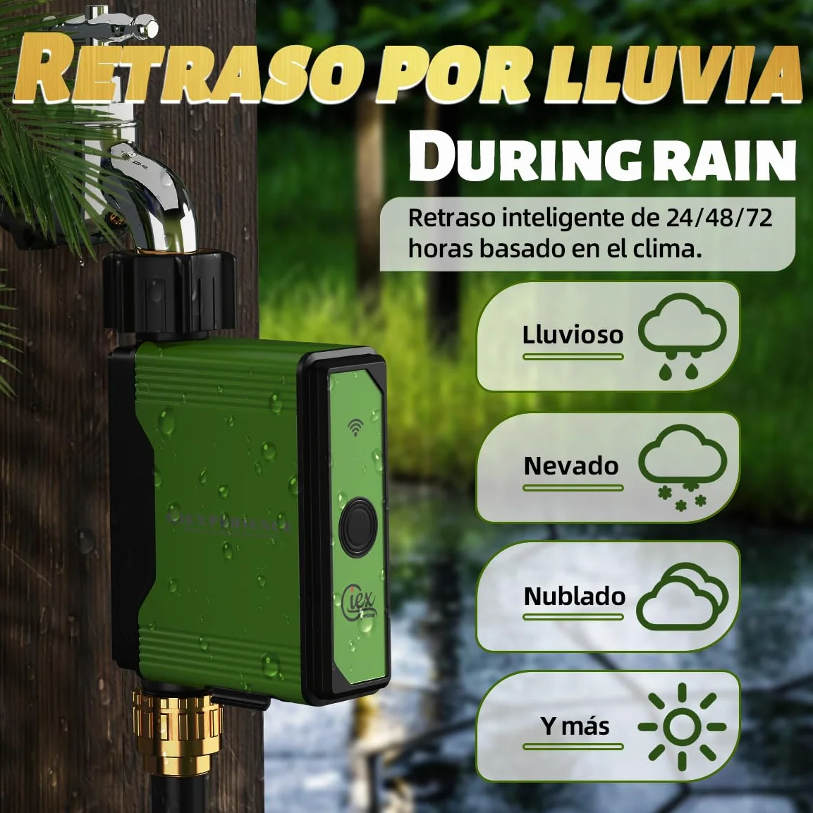 Temporizador de riego Inteligente Zigbee para jardín, Pack de 2 Unidades con medidor de Flujo de turbina Integrado,Compatible con Tuya Smart Life Home Assistant ZHA y Z2M