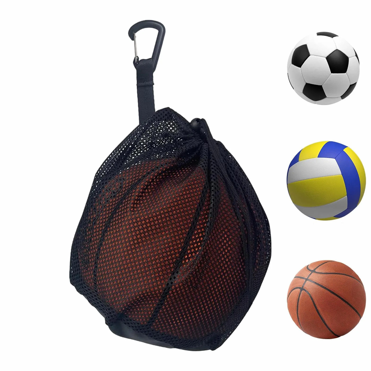 Bolsa de red de almacenamiento de baloncesto - Bolsa de transporte de bolas de red, voleibol