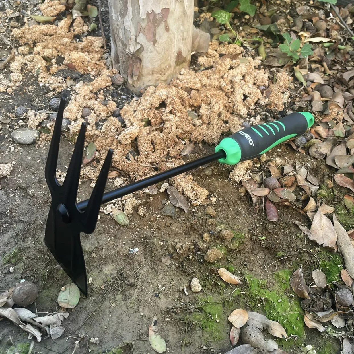 Excavadora de mano pequeña para jardín, herramienta de jardín, herramienta de deshierbe de doble cabeza, azada de jardín y cultivador, herramienta de deshierbe