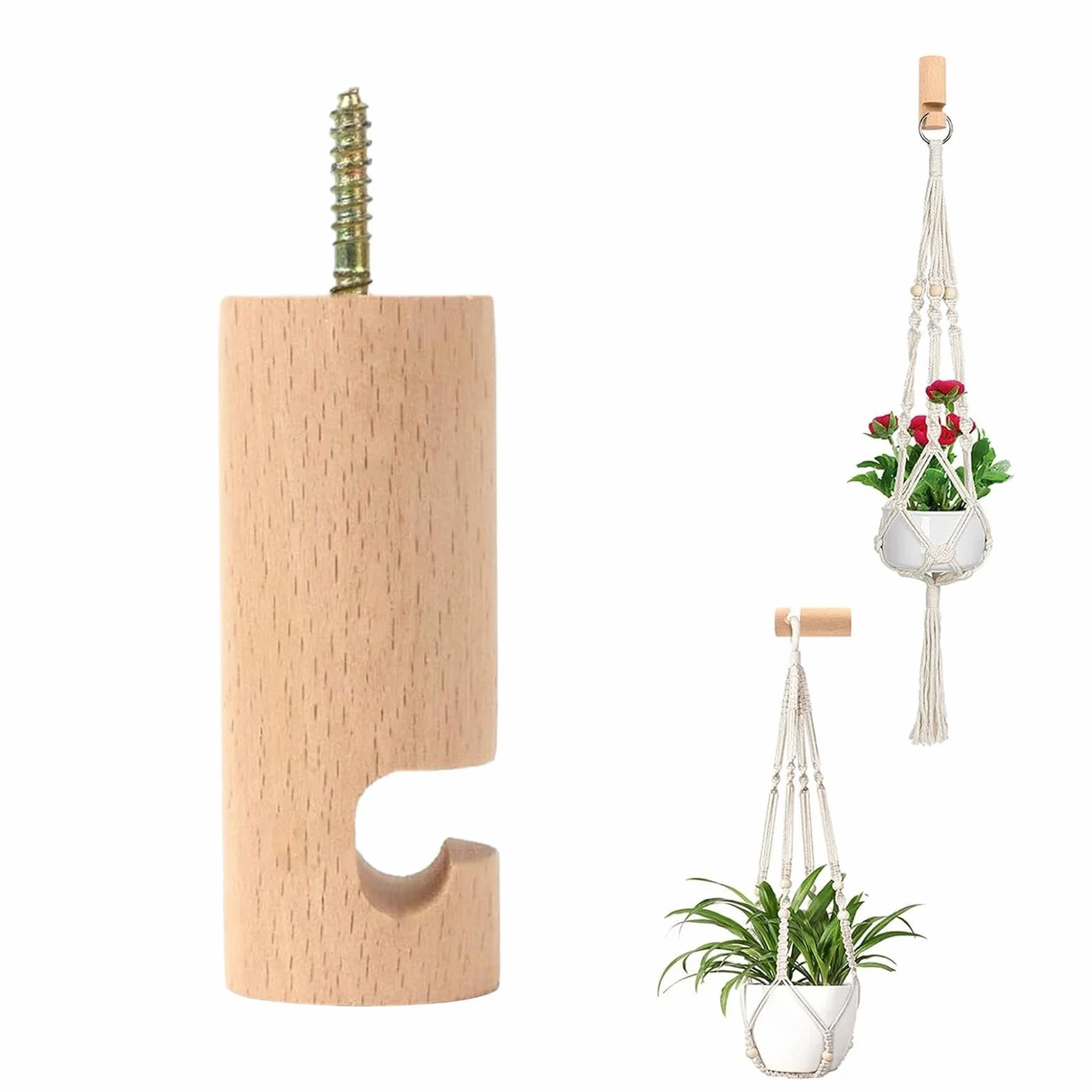 Gancho de Techo de Madera, Soporte para Colgadores de Plantas Modernos, Gancho para Colgar Campanillas de Viento