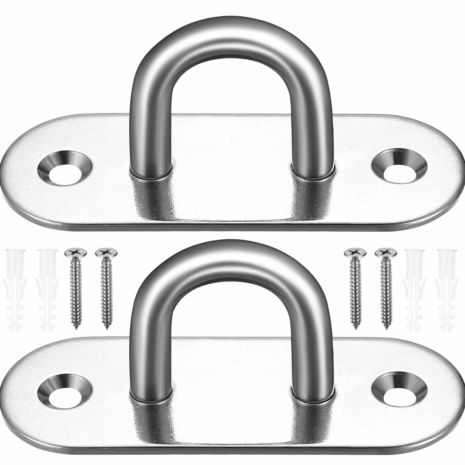 Placa de Ojo, 2 Pcs M8 Placas de Ganchos de Techo de Acero Inoxidable, Ganchos de Anclaje de Pared para Colgar Bandas Correa Hamacas Yoga Toldo, Capacidad de 400 kg, Oval