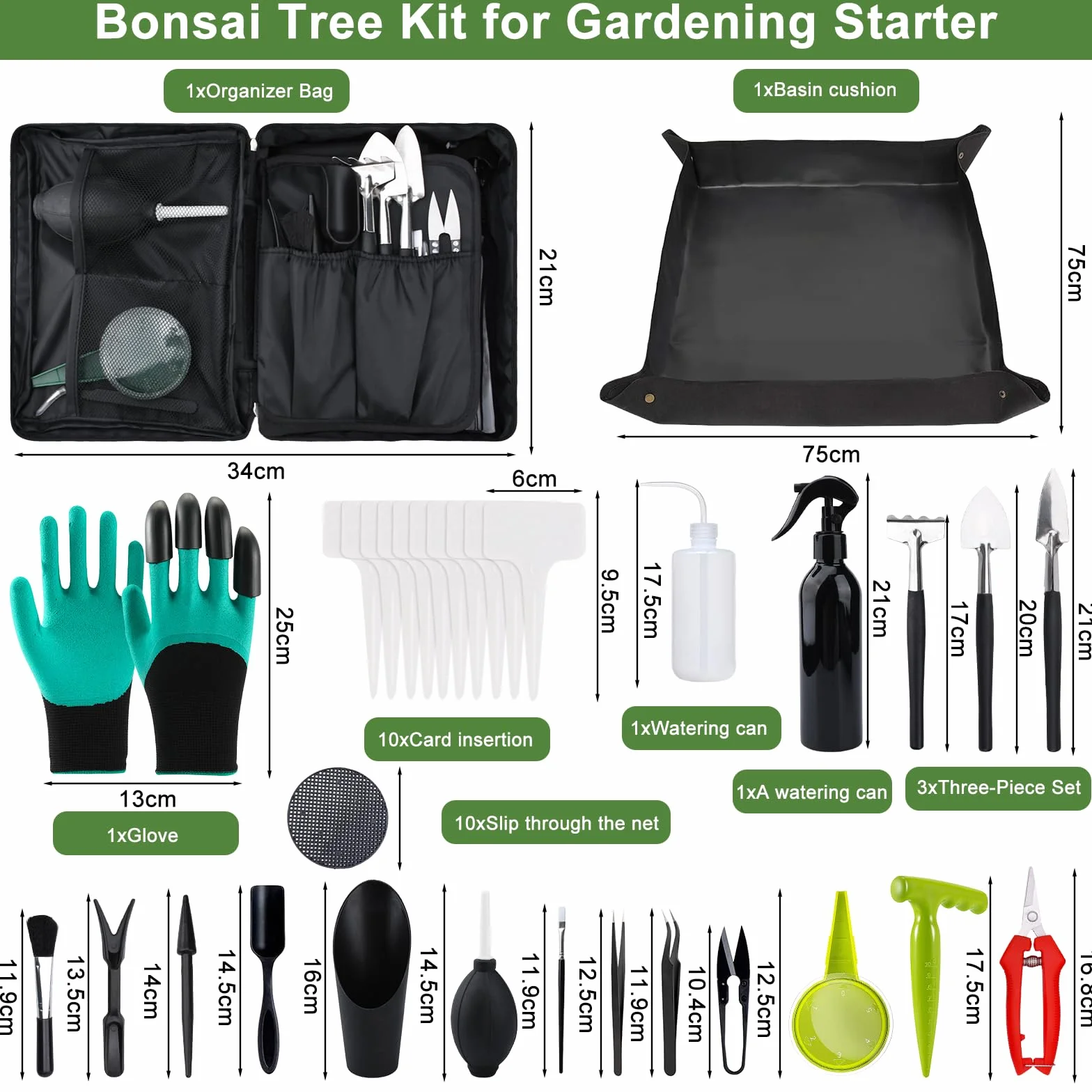 JOYBOY Juego de Herramientas de Jardín,Mini Herramientas de Jardinería,Estera para Plantas de Jardín,Kit de Jardinería Bolsa de Jardín,Herramientas para Plantas Suculentas Set,Herramientas Bonsai Kit