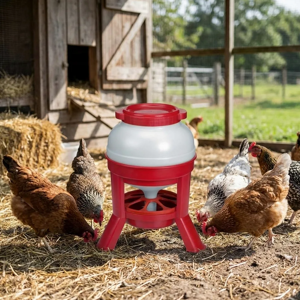Suinga COMEDERO con Patas para GALLINAS. Capacidad 20 litros. Diámetro 36 cm, Altura 56 cm