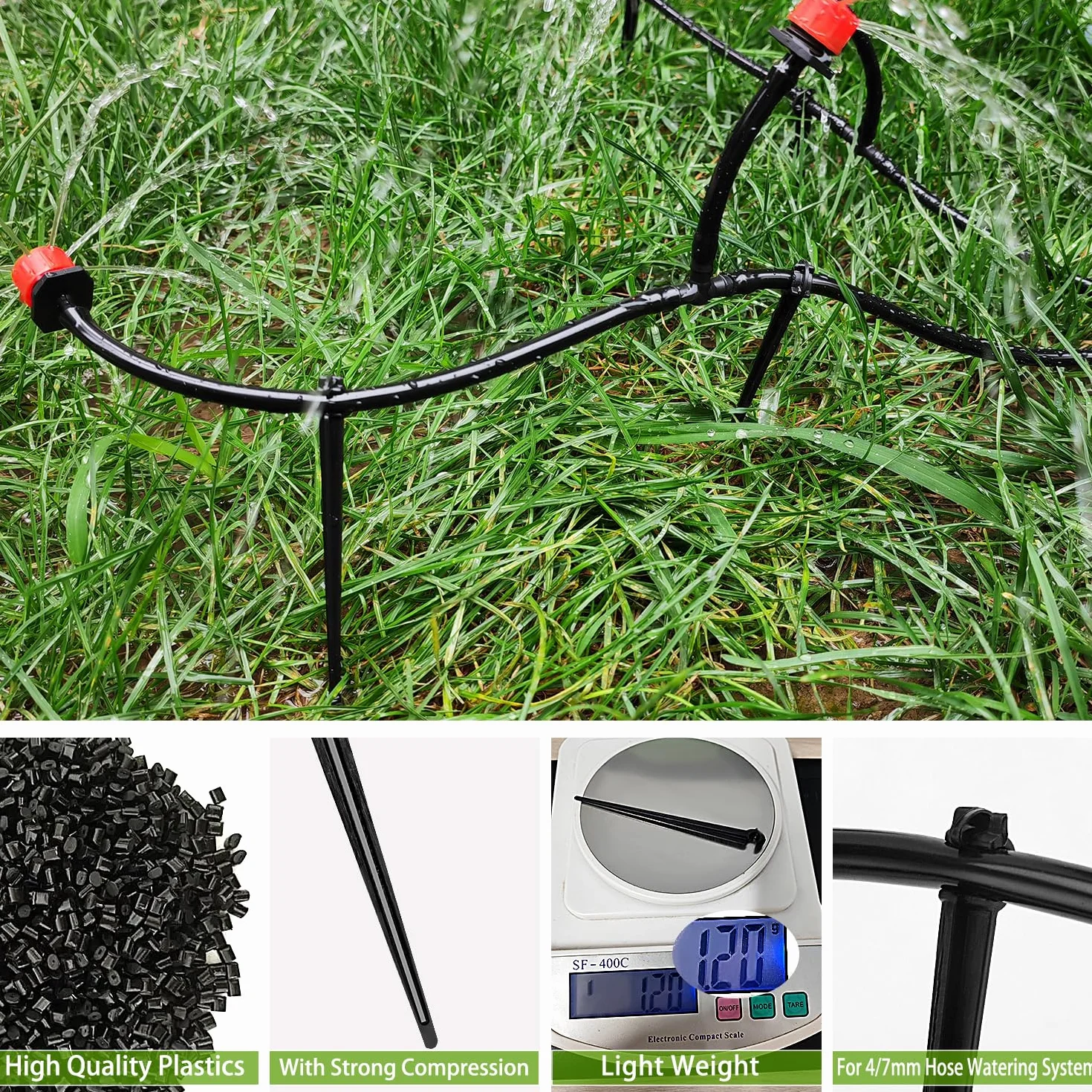 VooGenzek 100 Piezas Estacas de Apoyo para Riego por Goteo, Soporte Tubo Riego Piquetas, Estacas para Manguera de Riego, para Manguera de 4/7mm, para Huertos, Plantas o Macizos de Flores