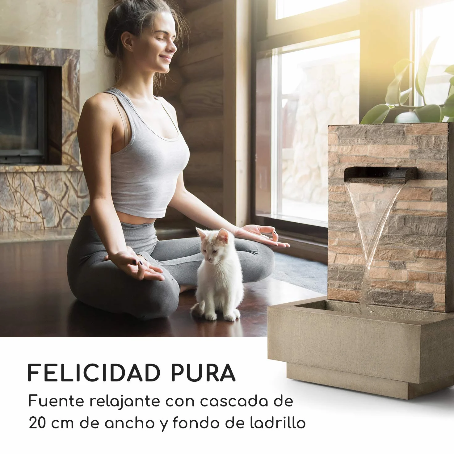 Blumfeldt Watergate - Fuente de Agua Decorativa, Bombea hasta 1000 l/h, Potencia 15 W, Protección IPX8, Uso Exteriores e Interiores, Aspecto Granito, Ladrillo Visto, Gris galvanizado