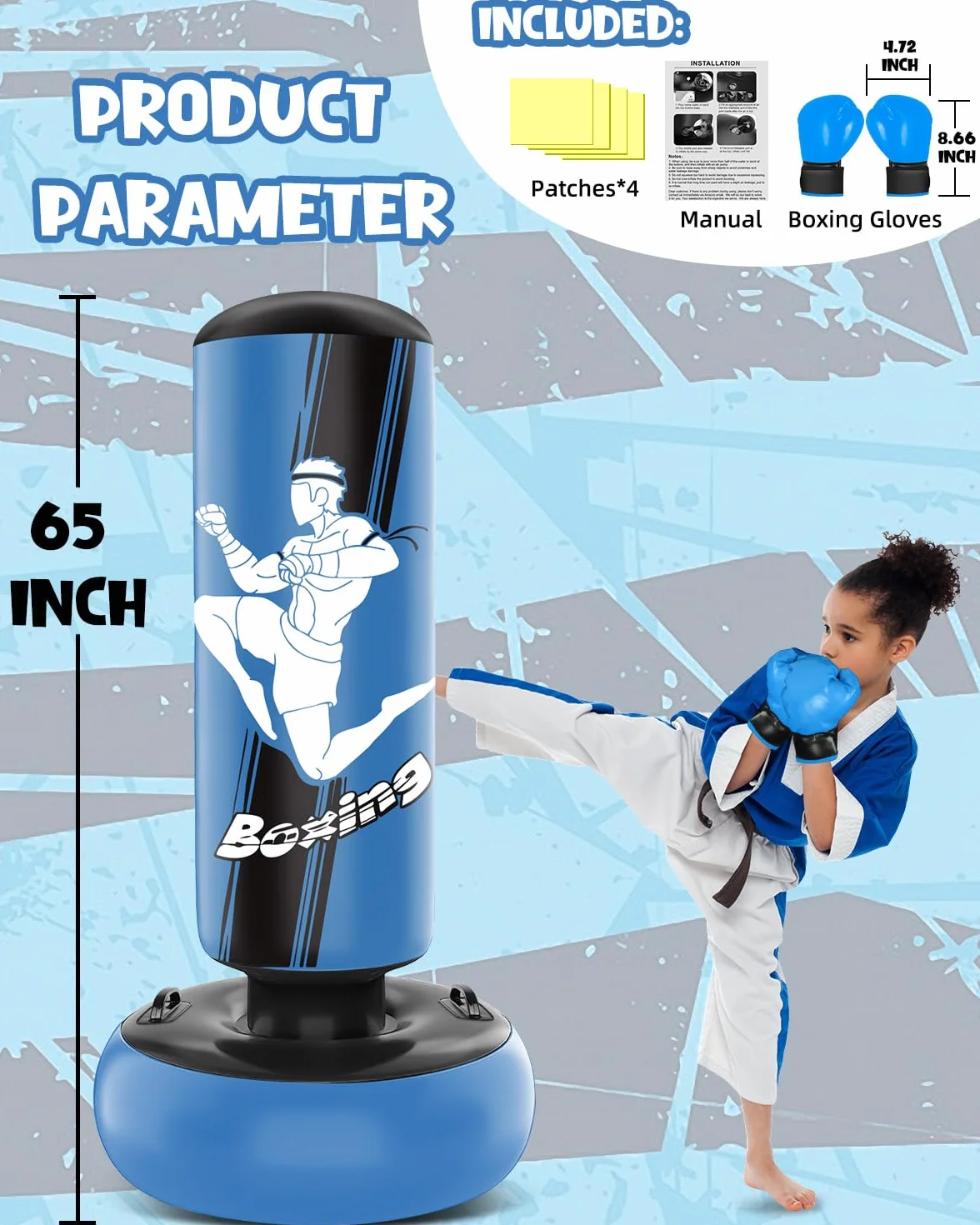 Saco de Boxeo Niños con Guantes 160cm Ninja para MMA Karate Taekwondo