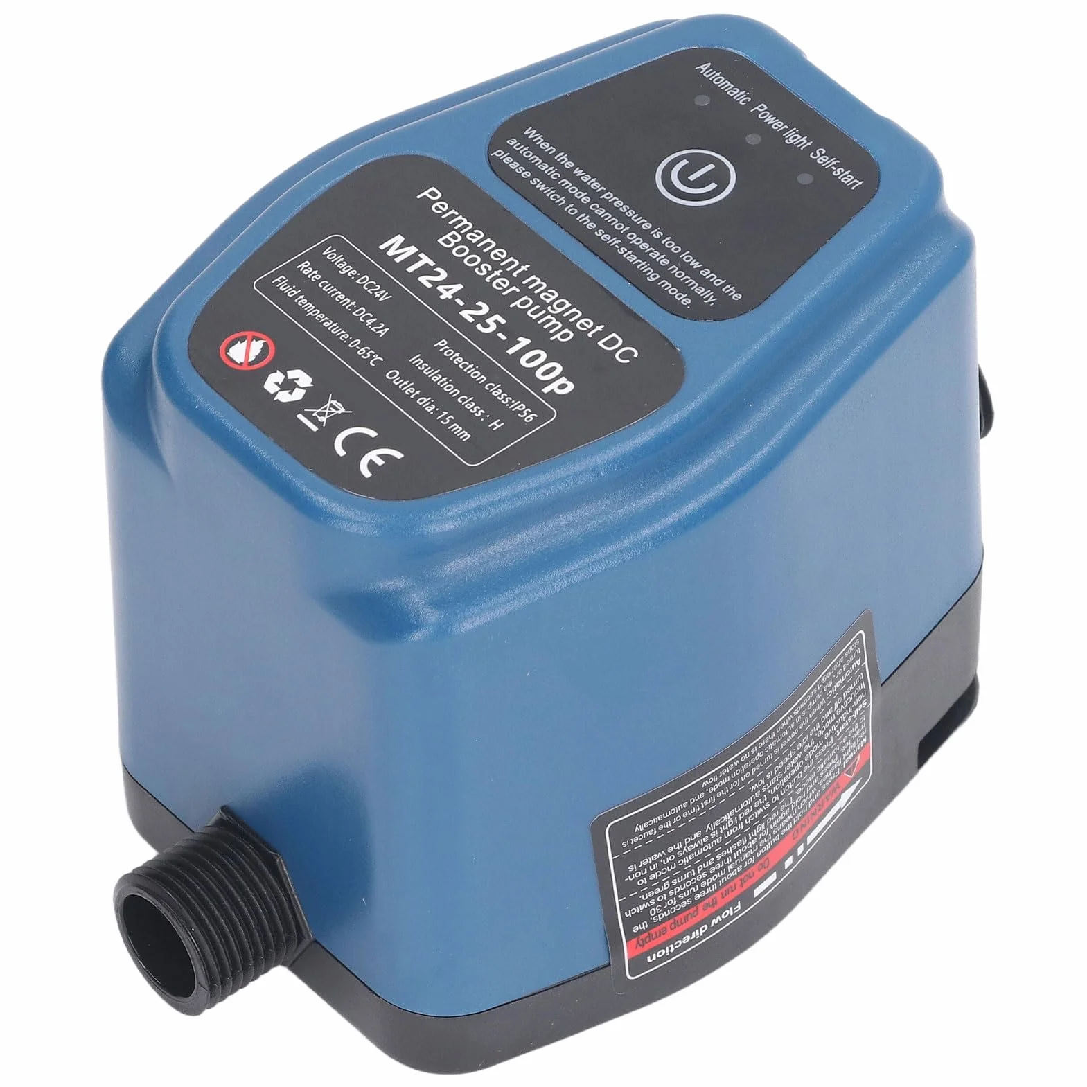 Bomba Elevadora de Presión de Agua Inteligente 100W 24V 25L IP56 con Arranque y Parada Automáticos, de Presión para Ducha con Enchufe