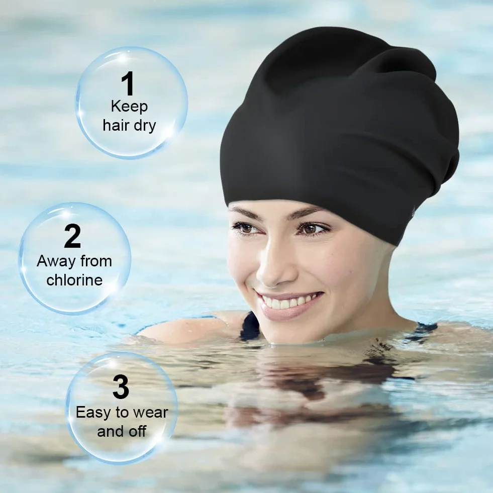 Gorro Piscina Impermeable Adultos Natación Silicona Extra Grande Mujer Hombre Pelo Largo Dreadlocks