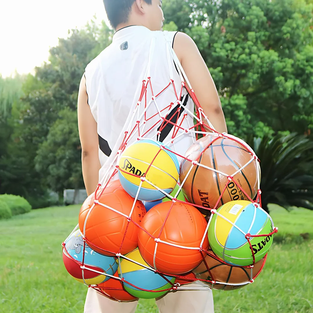 Bolso de Malla de Fútbol Gran Capacidad, Red de Almacenamiento para Balones, Poliester, 10-15 Bolas
