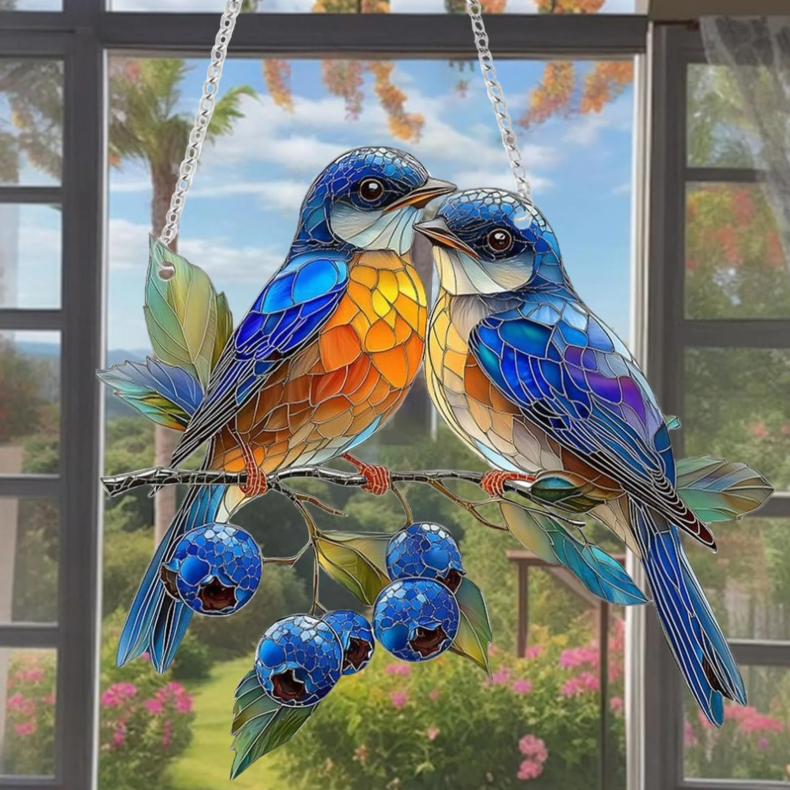 Atrapasoles Colgante Pájaro Decorativo de Acrílico 18x20 cm Decoración Hogar y Jardín Veleta de Viento Sun Catcher para Ventanas Paredes Árboles o Terraza Decoración Interior y Exterior