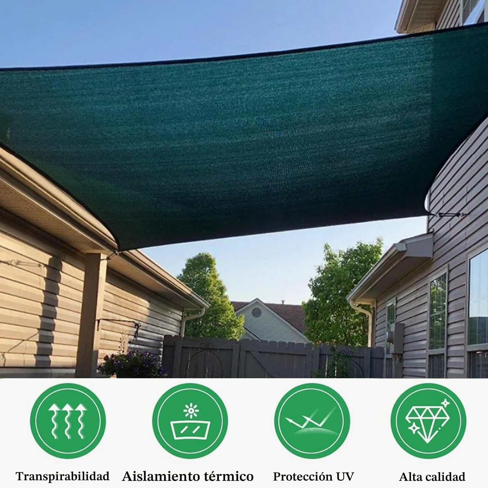 Red de Sombra Exterior HDPE Protección UV 5x6m Verde Toldo Vela de Protección Solar Malla Sombra - Malla bloqueadora de luz y Aislante del Calor para Invernadero/Jardín/Patio Césped
