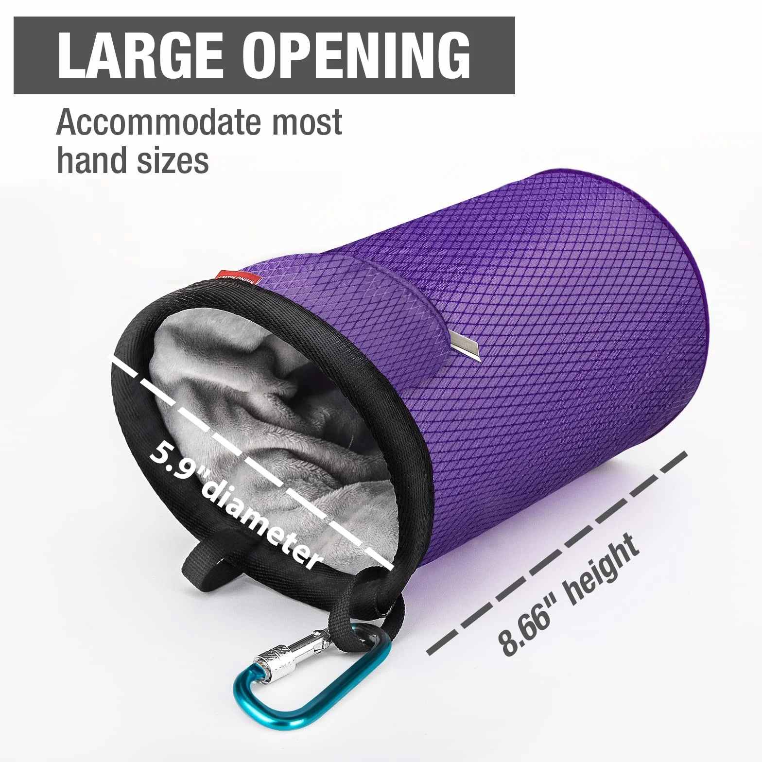 MoKo Bolsa de Magnesia Profesional con Cinturón Ajustable y Bolsillo con Cremallera para Escalada, Gimnasia, Levantamiento de Pesas