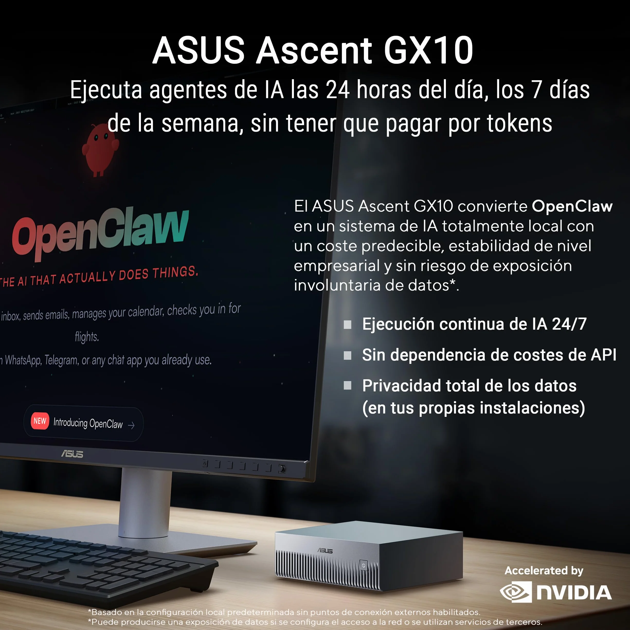 ASUS Ascent GX10 Ordenador de sobremesa 128GB LPDDR5X 1TB SSD NVIDIA GB10 Blackwell GPU