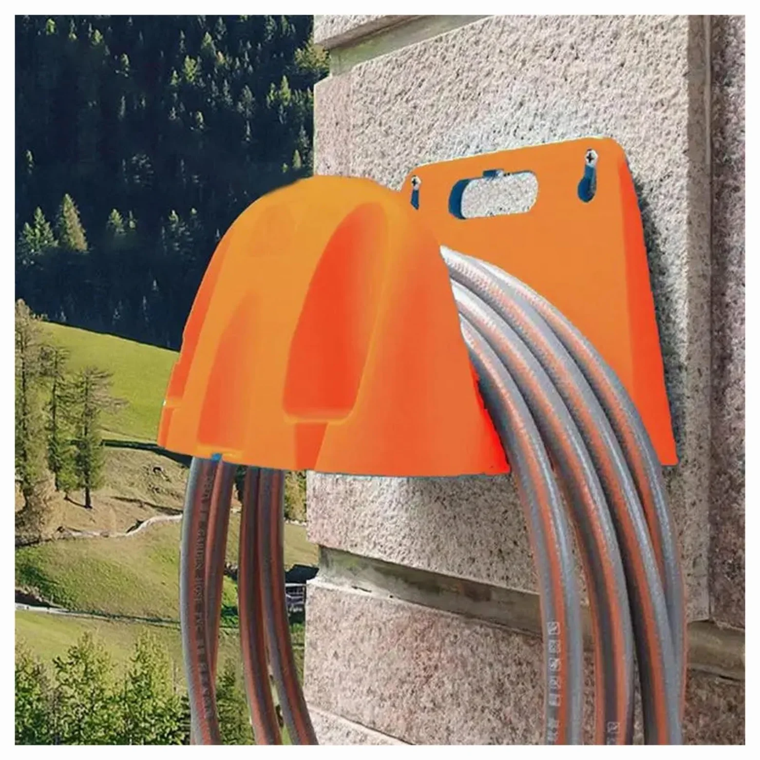 Soporte Manguera Jardin Ganchos y carretes de Almacenamiento for Manguera jardín, Colgador Agua, Soportes for tuberías agrícolas, Grifo Pared(Orange)