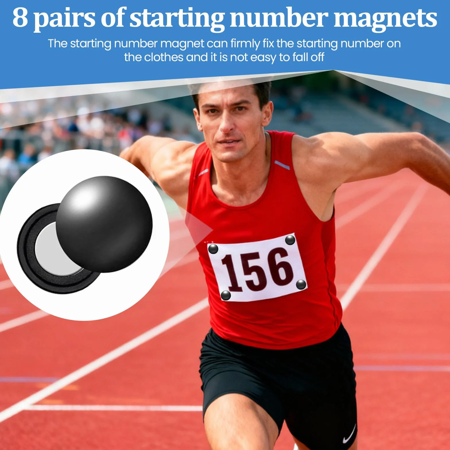 Imanes para Dorsales de Carrera 8 Pares Portadorsal Magnetico sin Dañar la Ropa para Running Maratón
