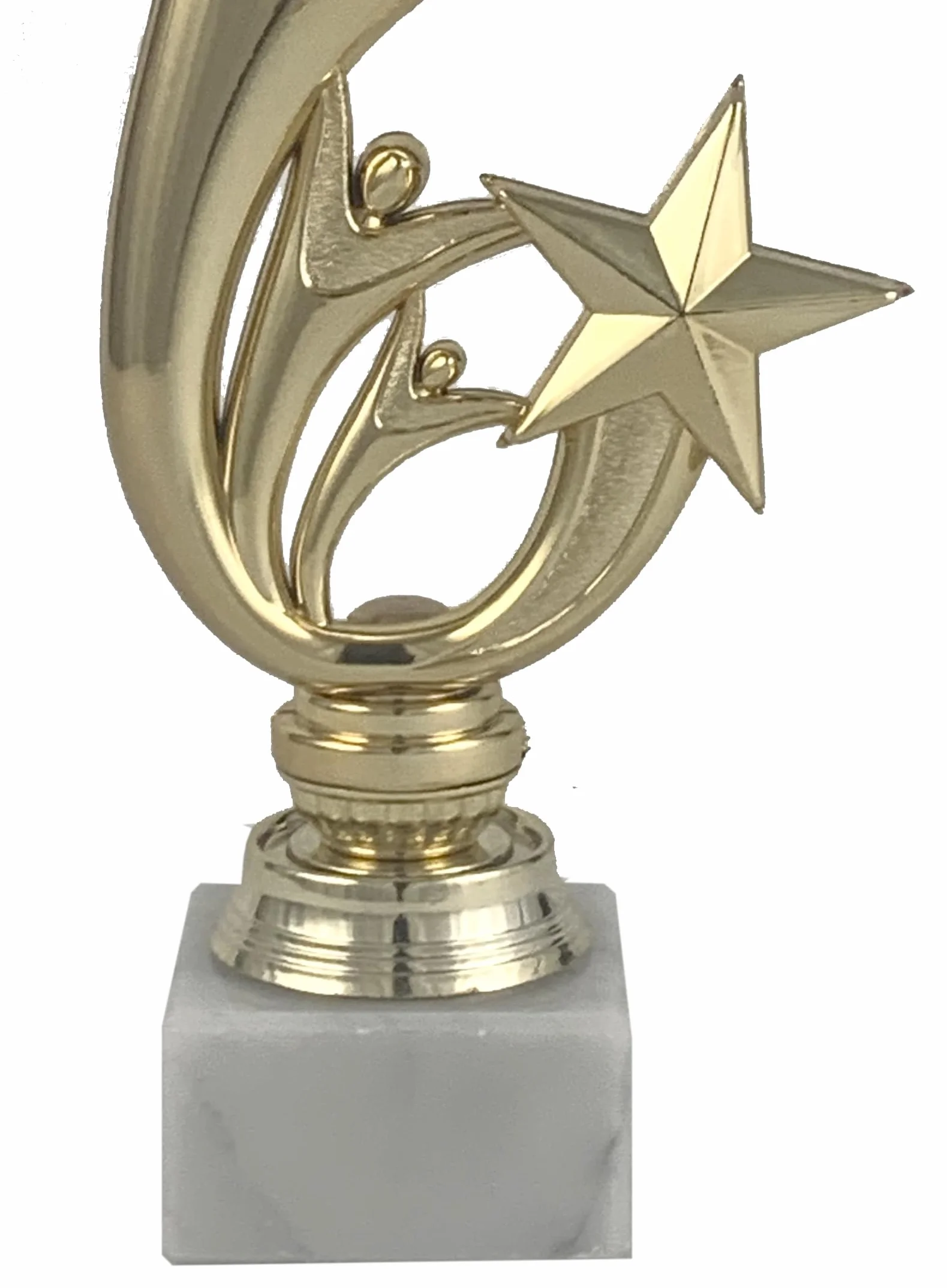 Trofeo portadiscos Hombres alzando Premio y Estrellas Dorado