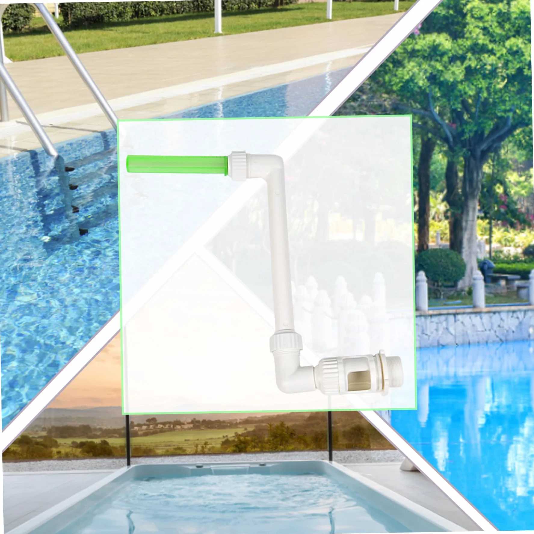 Fuente de Piscina con luz LED, Cascada para Piscinas enterradas sobre el Suelo, decoración de Fuente de rociadores de Cascada Ajustable, Adornos de jardín