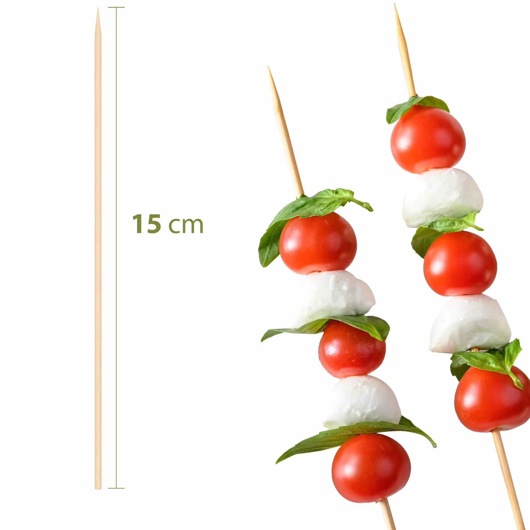 100, 200, 500, 1200 o 12000 Piezas, Pinchos de Madera, Brochetas para Barbacoa, Pinchos Parrilla, Palos de Madera para Grill, Buffet, Fruta, Hoguera y Manualidades, Tamaño 10,15,20, 25 o 30cm
