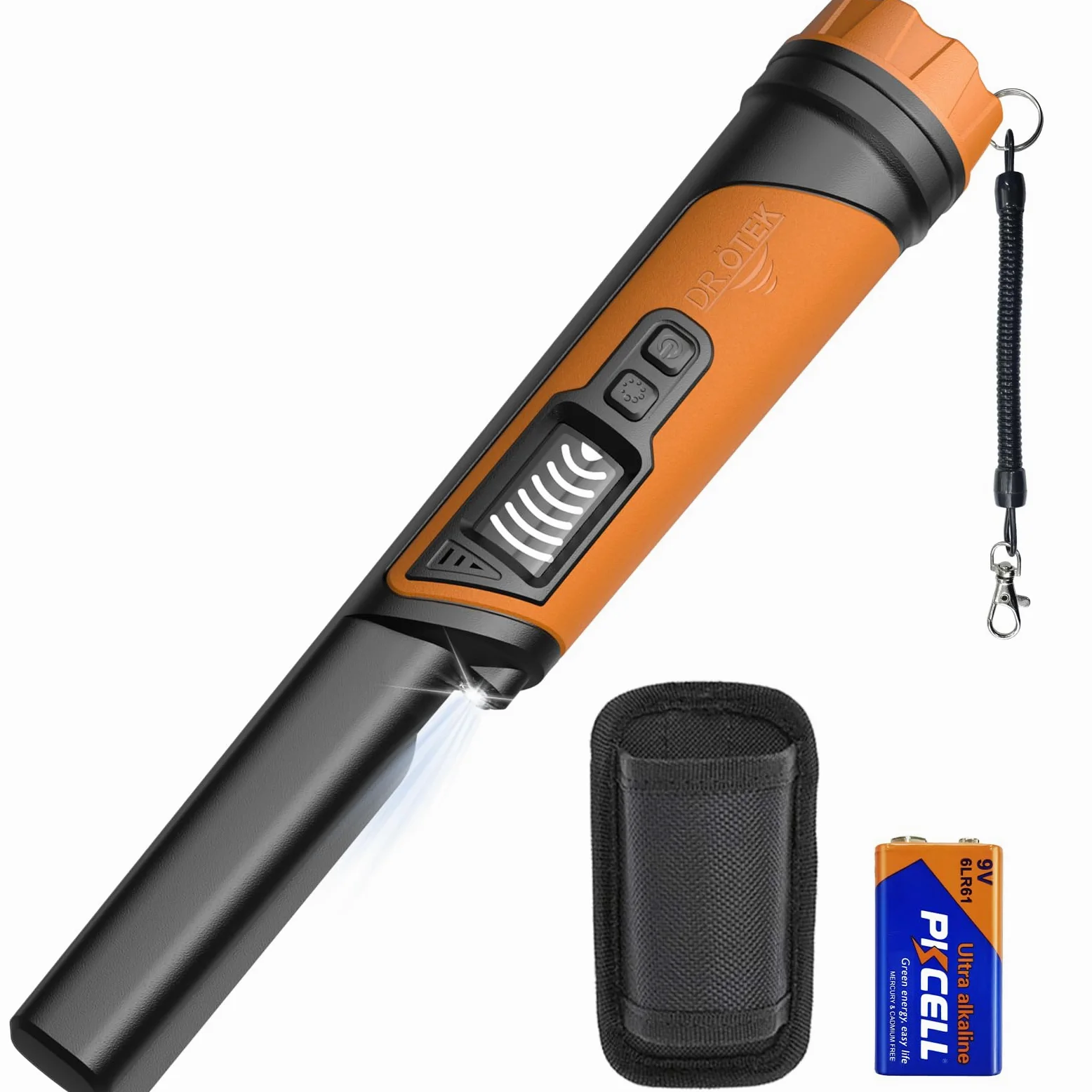 DR.ÖTEK Detector de metales Pinpointer IP68 totalmente impermeable submarino de mano puntero varita, pantalla LCD, detector de metales pequeño para adultos, alta precisión, 3 modos de alerta, para