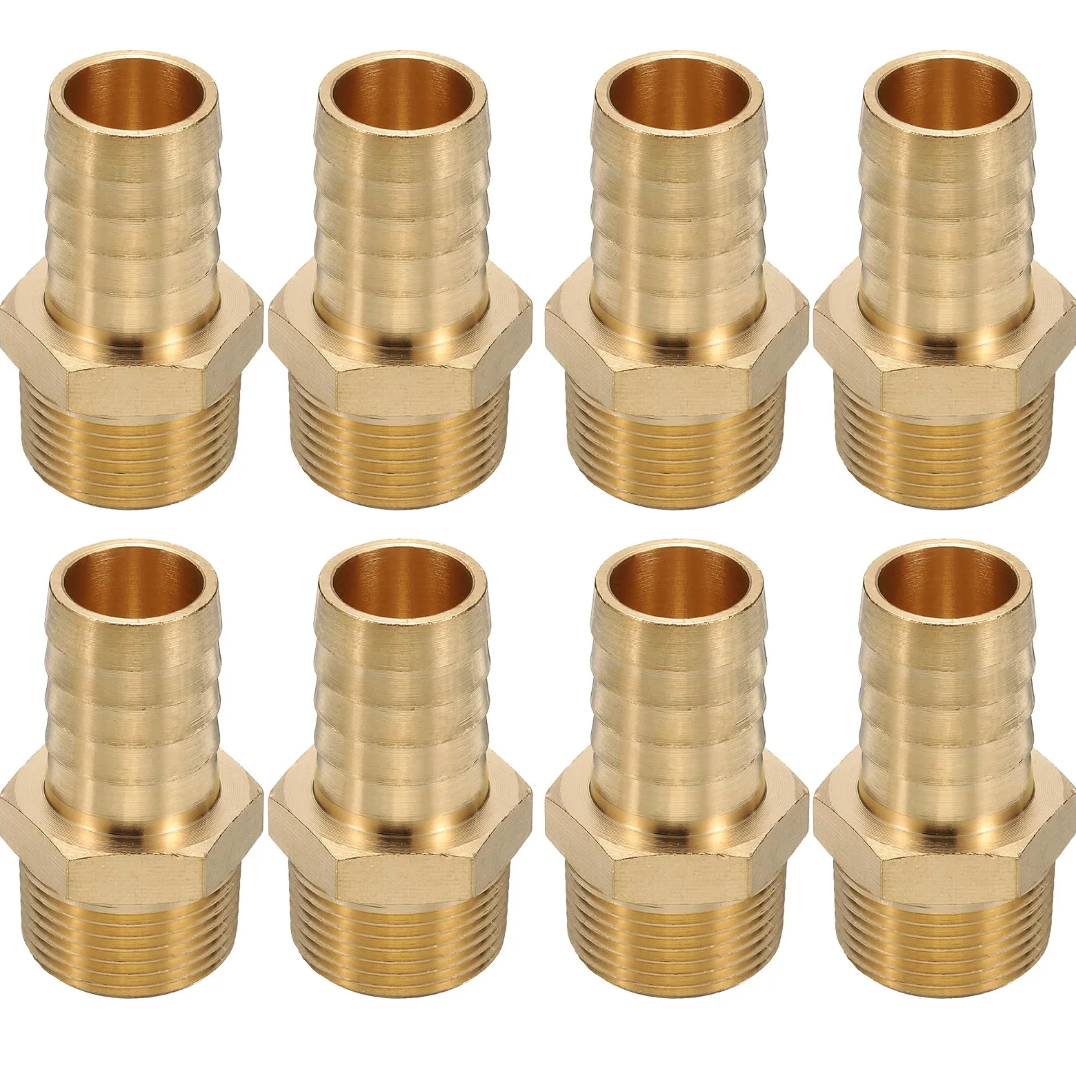 QUARKZMAN 8 Piezas De Accesorio De Latón con Púas 3/4" NPT Macho A 3/4" Manguera ID para Conexión Directa De Tubería De Elaboración Casera Conector De Torre Roscado Construcción Duradera