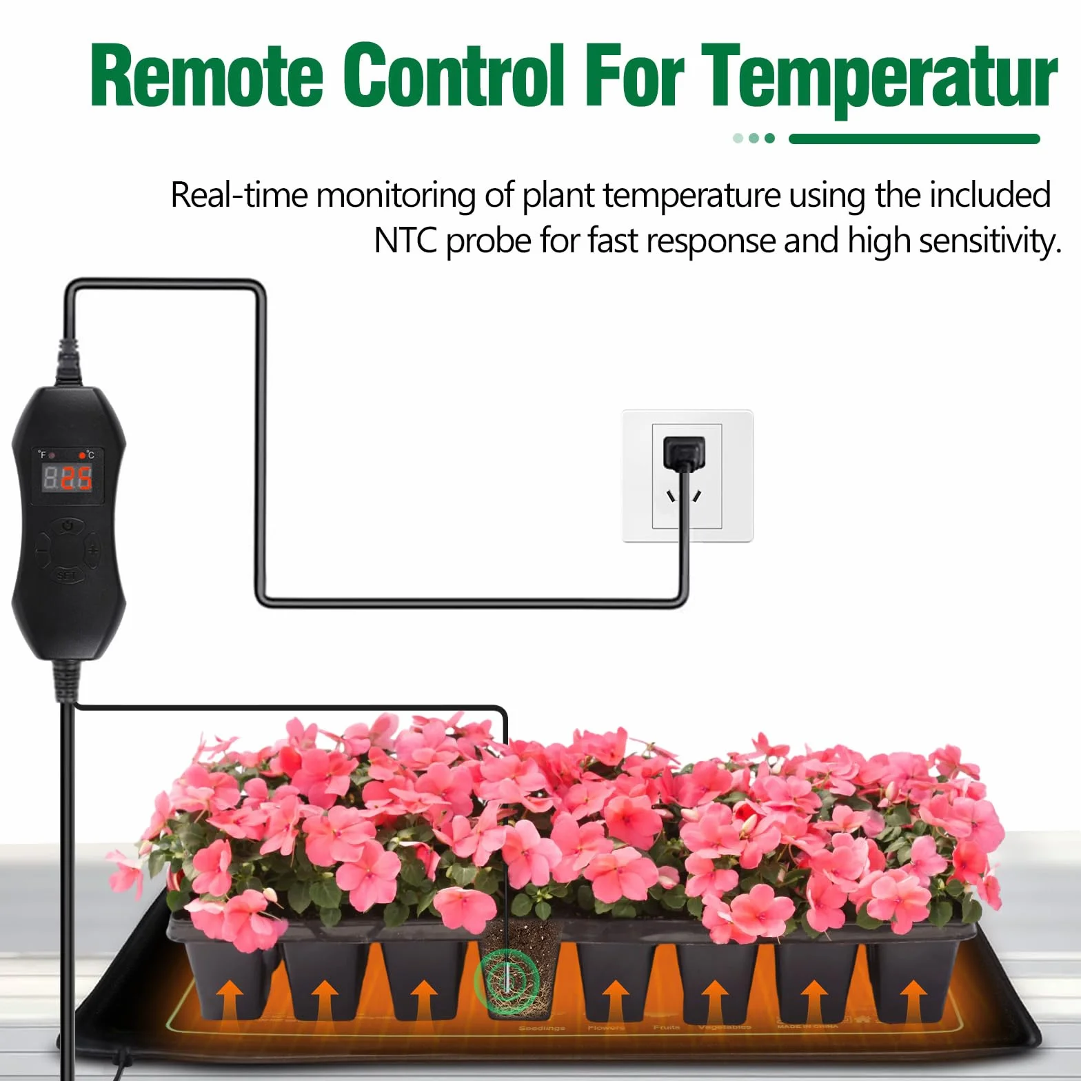 Estera TéRmica para Plantas con Termostato, 50W Alfombrilla Térmica para Plántulas, Acelera Germinación, Ignífugo, IP67 Impermeable, para Mascotas, Reptiles, Plántulas, 54 x 26 cm