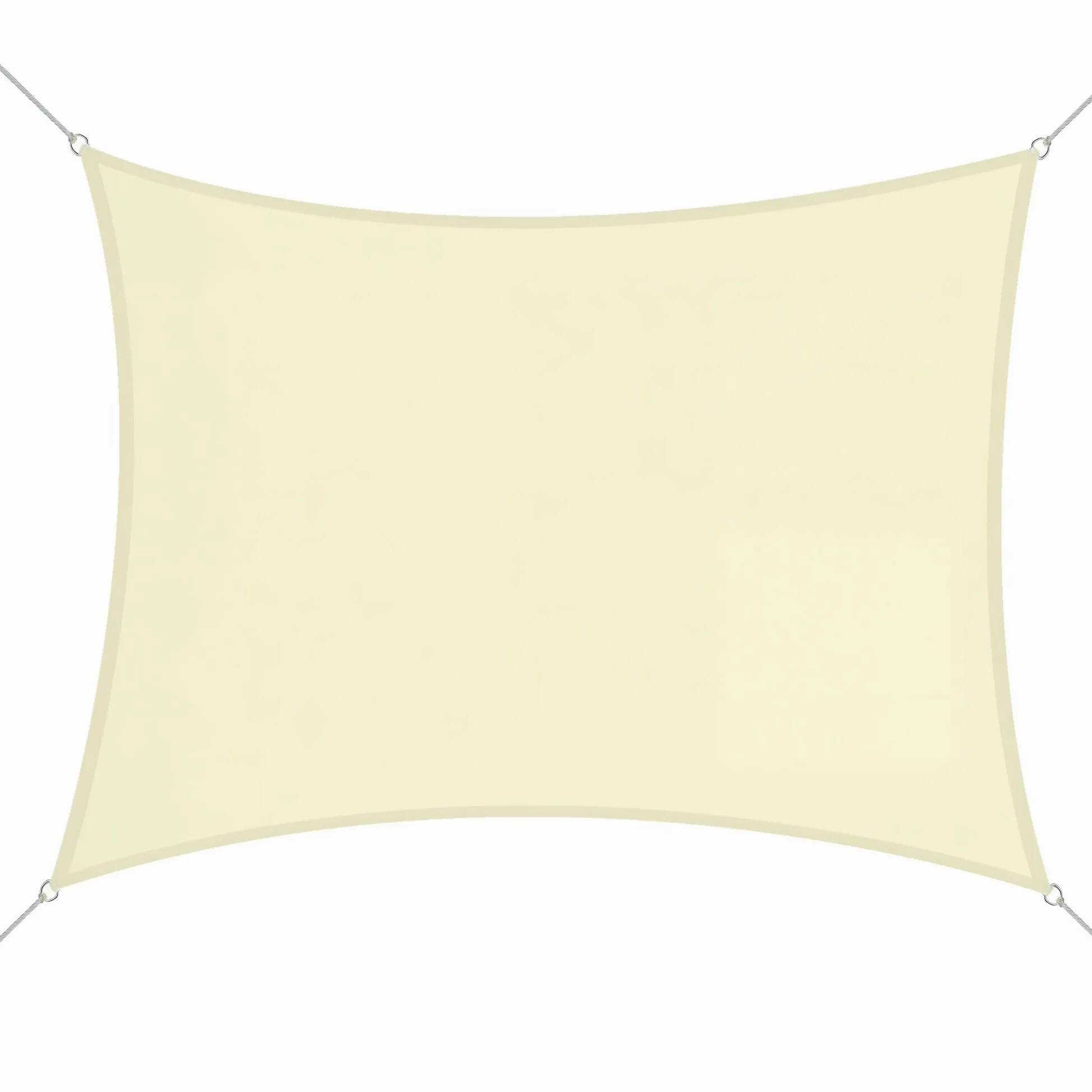 Outsunny Toldo Vela Rectangular 3x4m Resistente al Agua Protección UV Crema | Vela de Sombra, para Terraza Jardín Camping, Poliéster