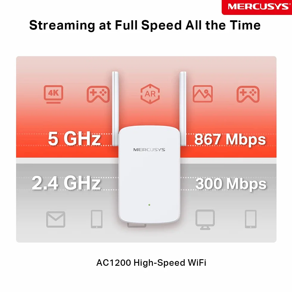 MERCUSYS ME30 AC1200 Repetidor WiFi 5 GHz 2.4 GHz 2 Antenas Externas
