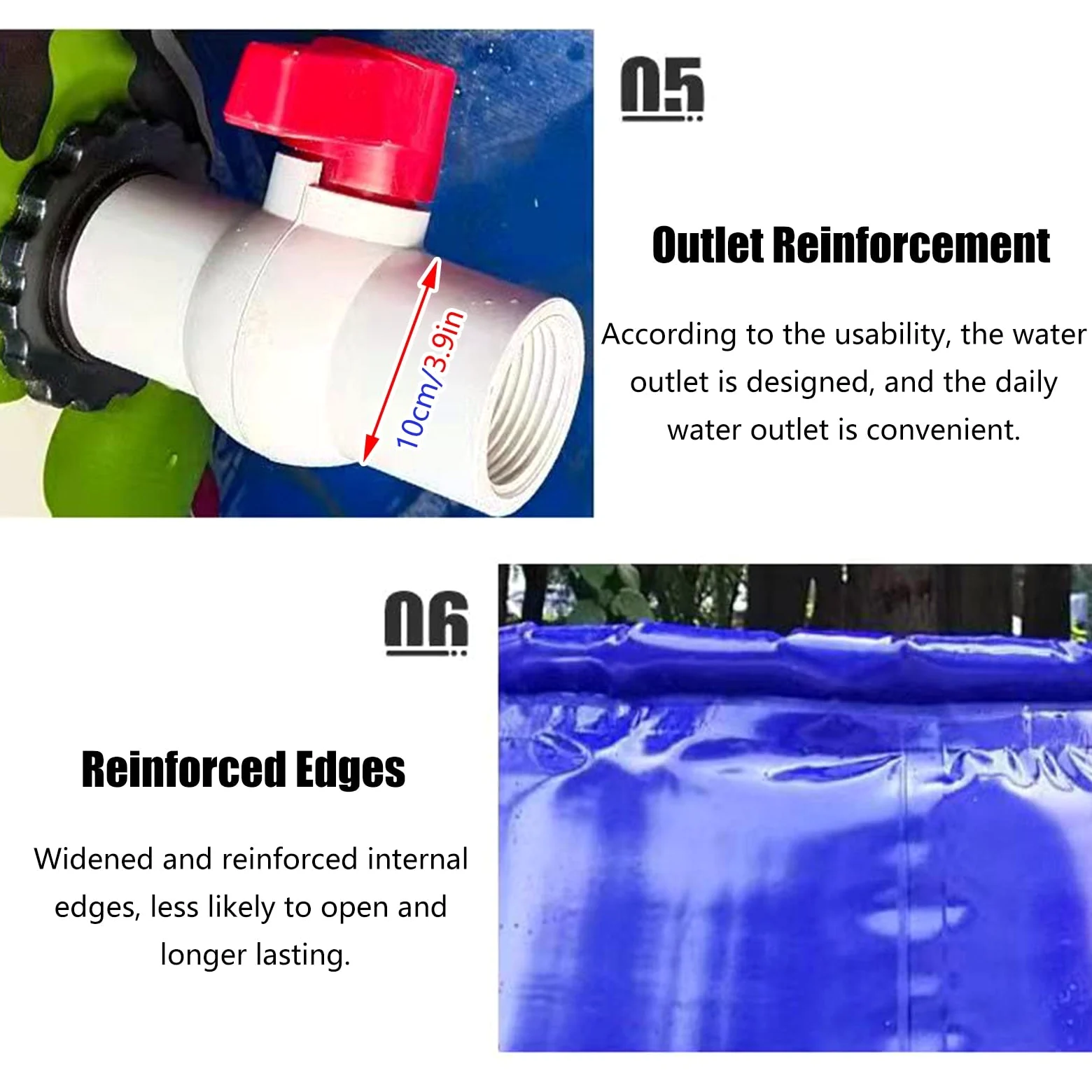 Bolsa de almacenamiento de agua al aire libre, colector de agua de lluvia de gran capacidad para jardinería, solución de agua potable de emergencia