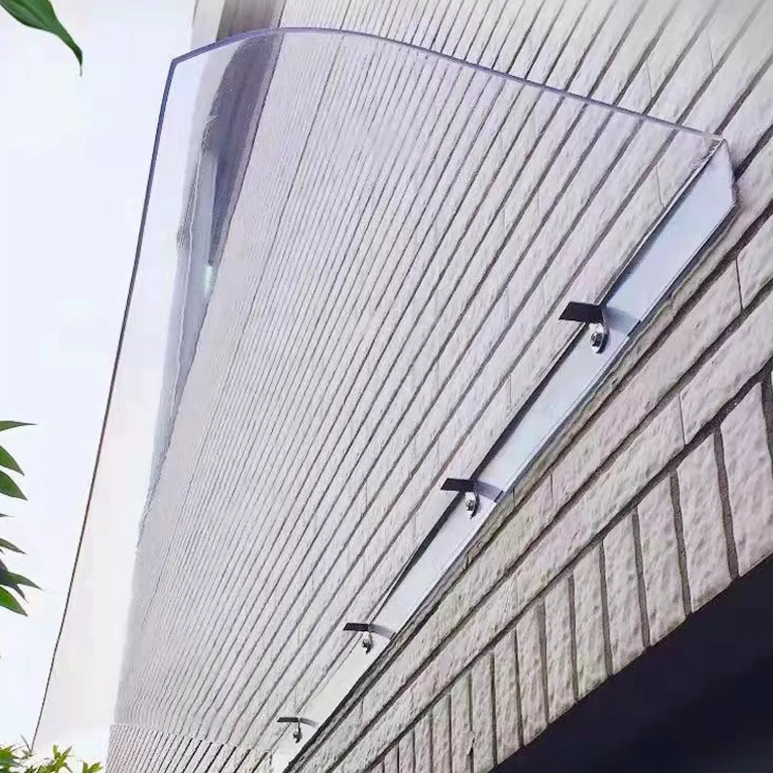 Toldo curvado de policarbonato para puerta de entrada, protección UV, cubierta de techo transparente para el hogar, jardín, entrada (4 pies)
