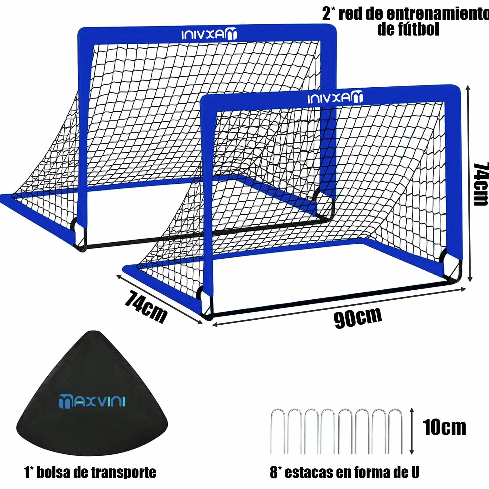 Porterías de Fútbol 90×74×74cm / 182×120×120cm Equipos de Entrenamiento con Bolsa de Transporte