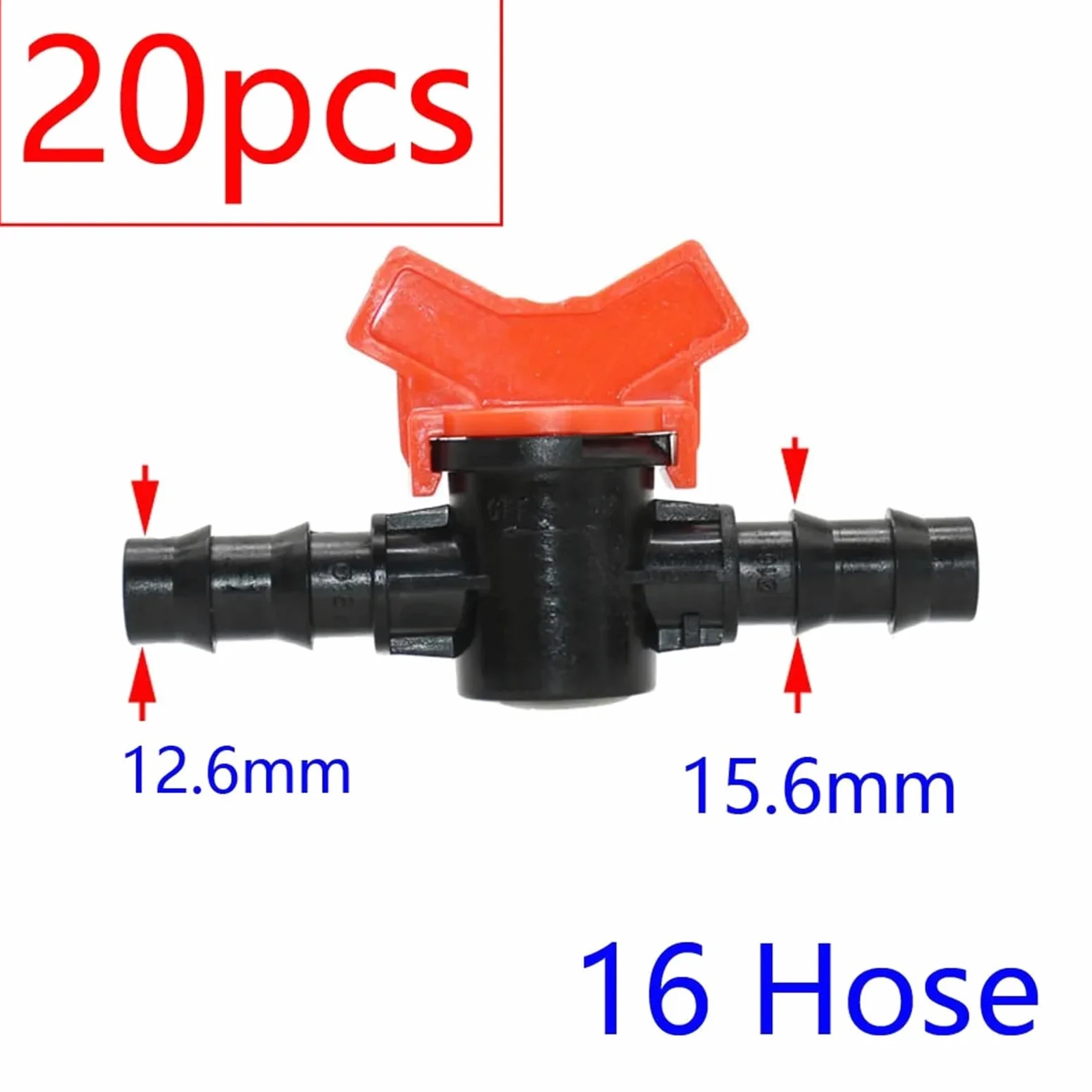 20 válvulas de riego por goteo de 4/7 3/8/10/12/16/20 /25 mm, conector macho de manguera de agua (M)