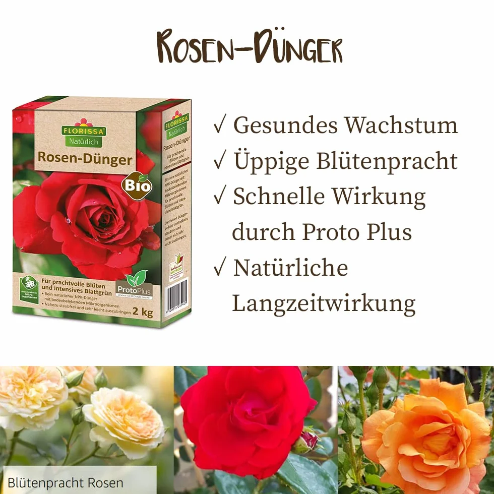Abono para rosas orgánico con ProtoPlus para una rápida disponibilidad de nutrientes en primavera | microorganismos que estimulan el suelo, 2 kg.
