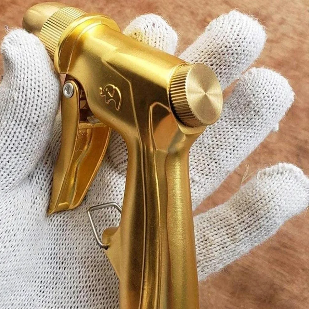 Pistola de pulverización de manguera de agua ajustable, pistola de pulverización de manguera de metal de alta presión con boquilla de latón
