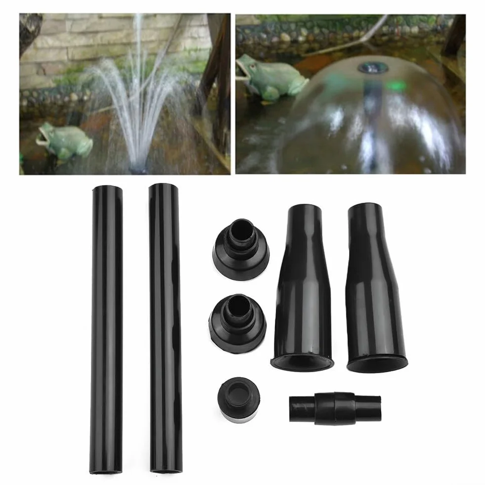 Juego de boquillas de plástico negro multifuncional para fuentes de jardín, compatible con todas las bombas de agua
