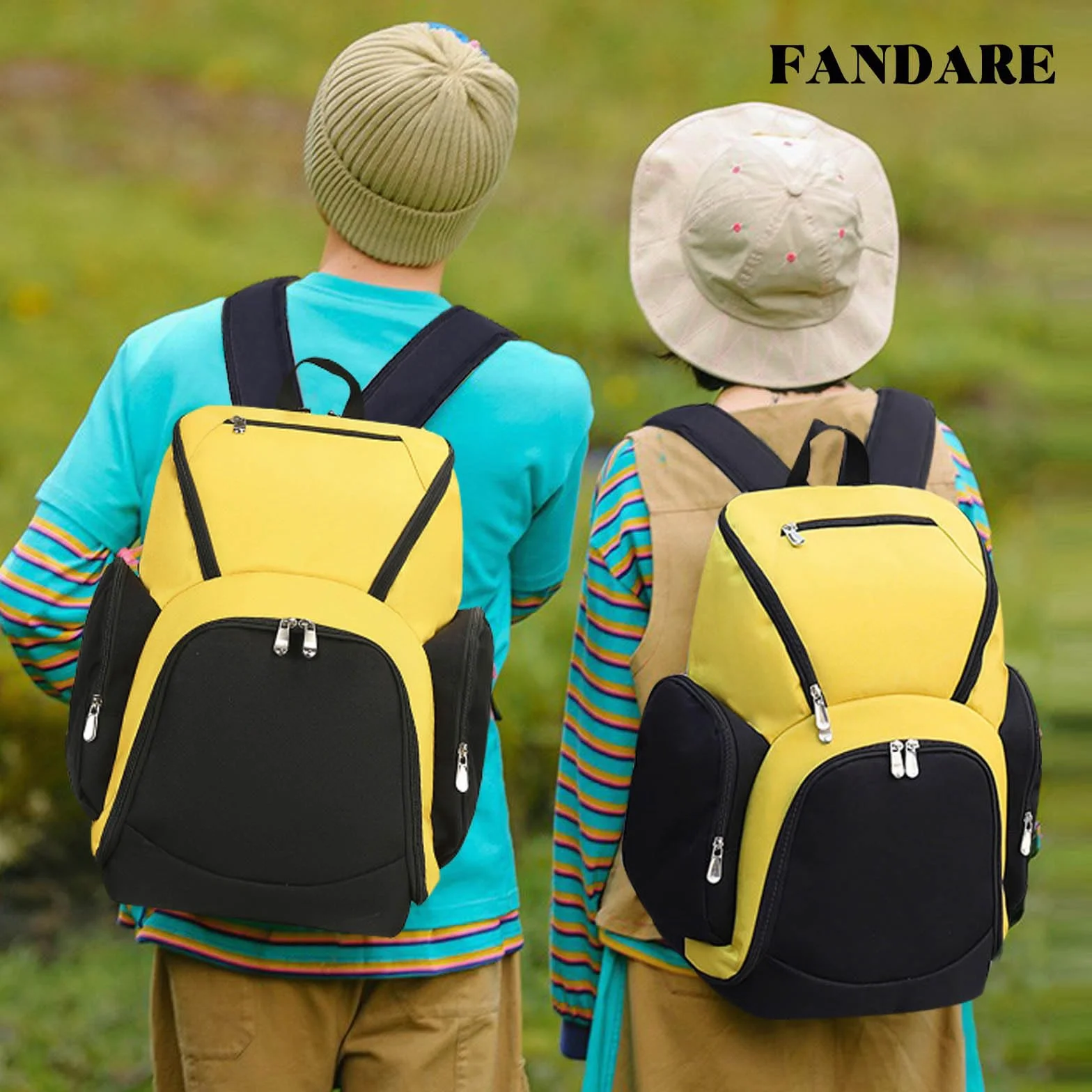 FANDARE Mochila de Baloncesto Bolsos Bandolera para Zapatos Escolares Deporte Amarillo Negro