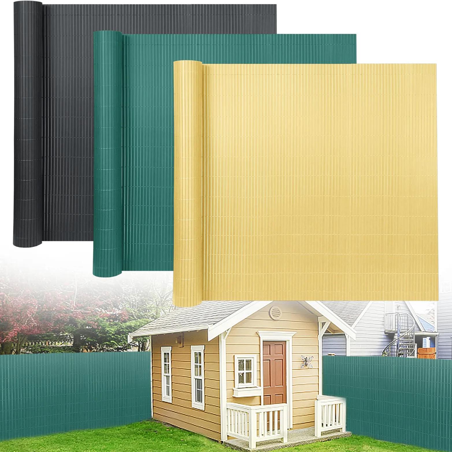 NAIZY Pantalla Privacidad PVC 160x500cm Valla Jardín Antracita Protección UV Opaca Balcón, Terraza