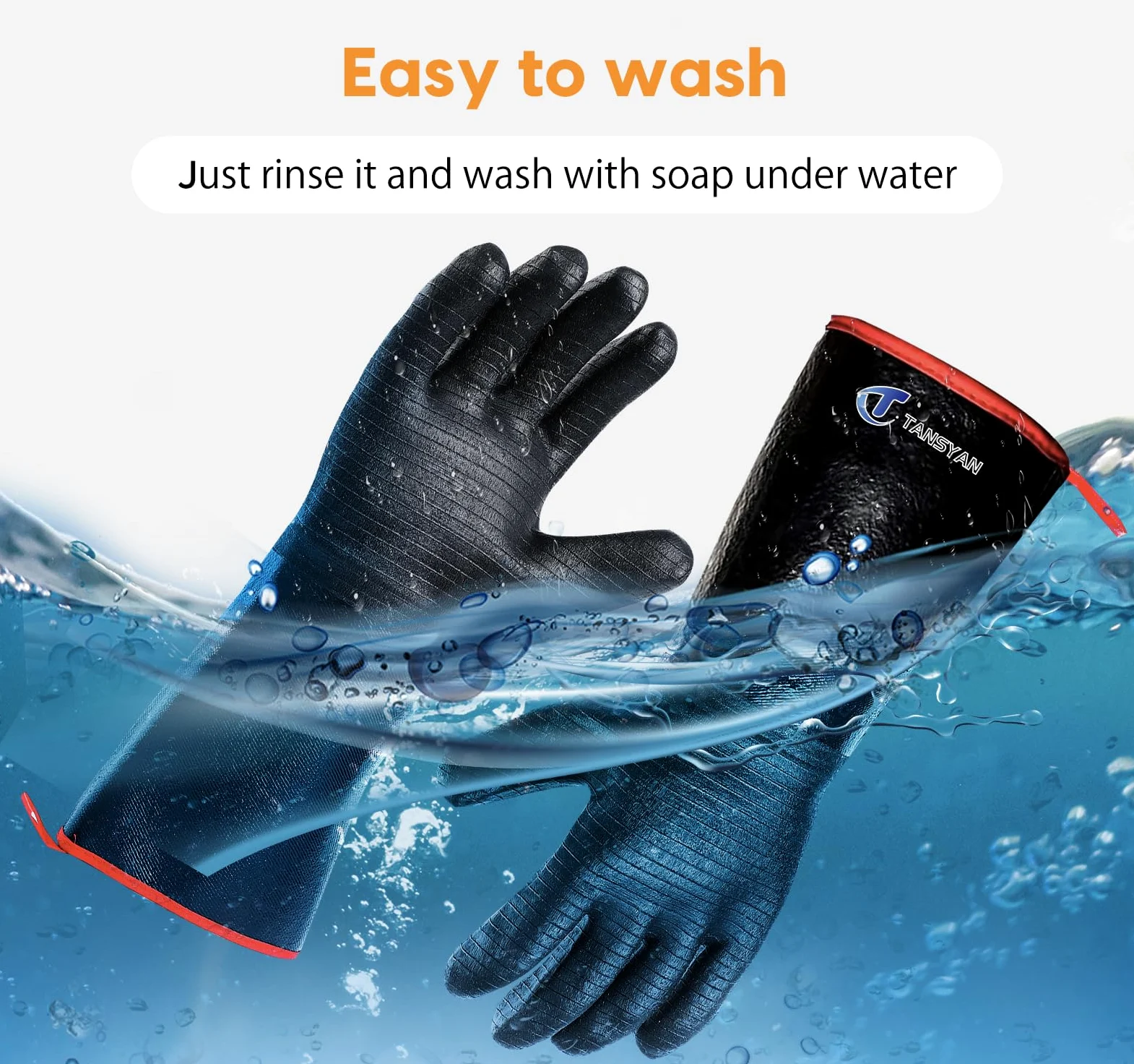 Guantes de barbacoa, guantes resistentes al calor extremo a 500.0 °C para parrilla, barbacoa, guantes impermeables de manga larga para freidora, horno, ahumador, revestimiento de neopreno