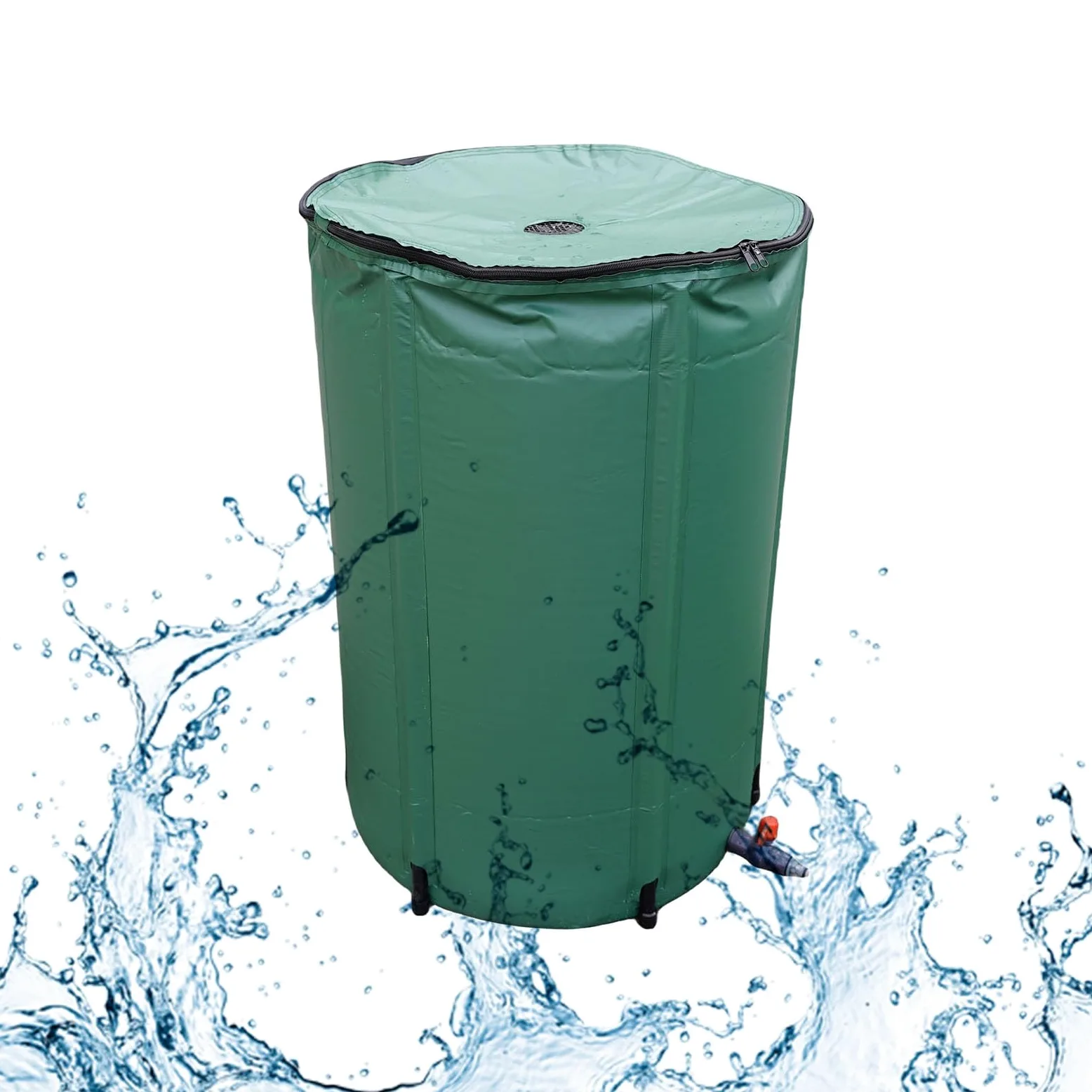 Depósitos de agua para exteriores con soporte y grifo, barril de lluvia plegable portátil con grifo de 50L/100L/160L/200L/225L/250L/380L/500L/750L/1000L de capacidad, contenedor de almacenamiento para