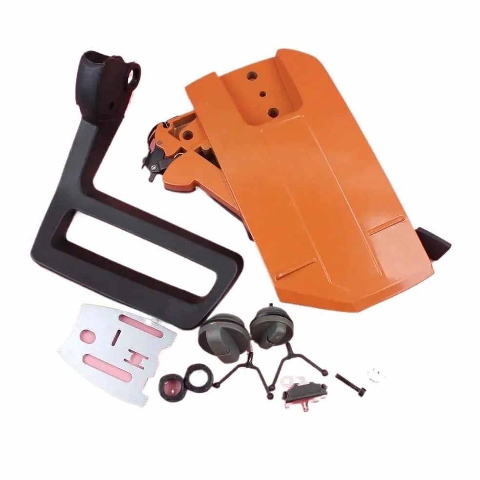 Adecuado for motosierra HuS 266, 268, 272, 61 y 66. Kit de placa de palanca de cubierta de embrague lateral de freno con tapa de aceite, engranaje helicoidal 5037366-01.
