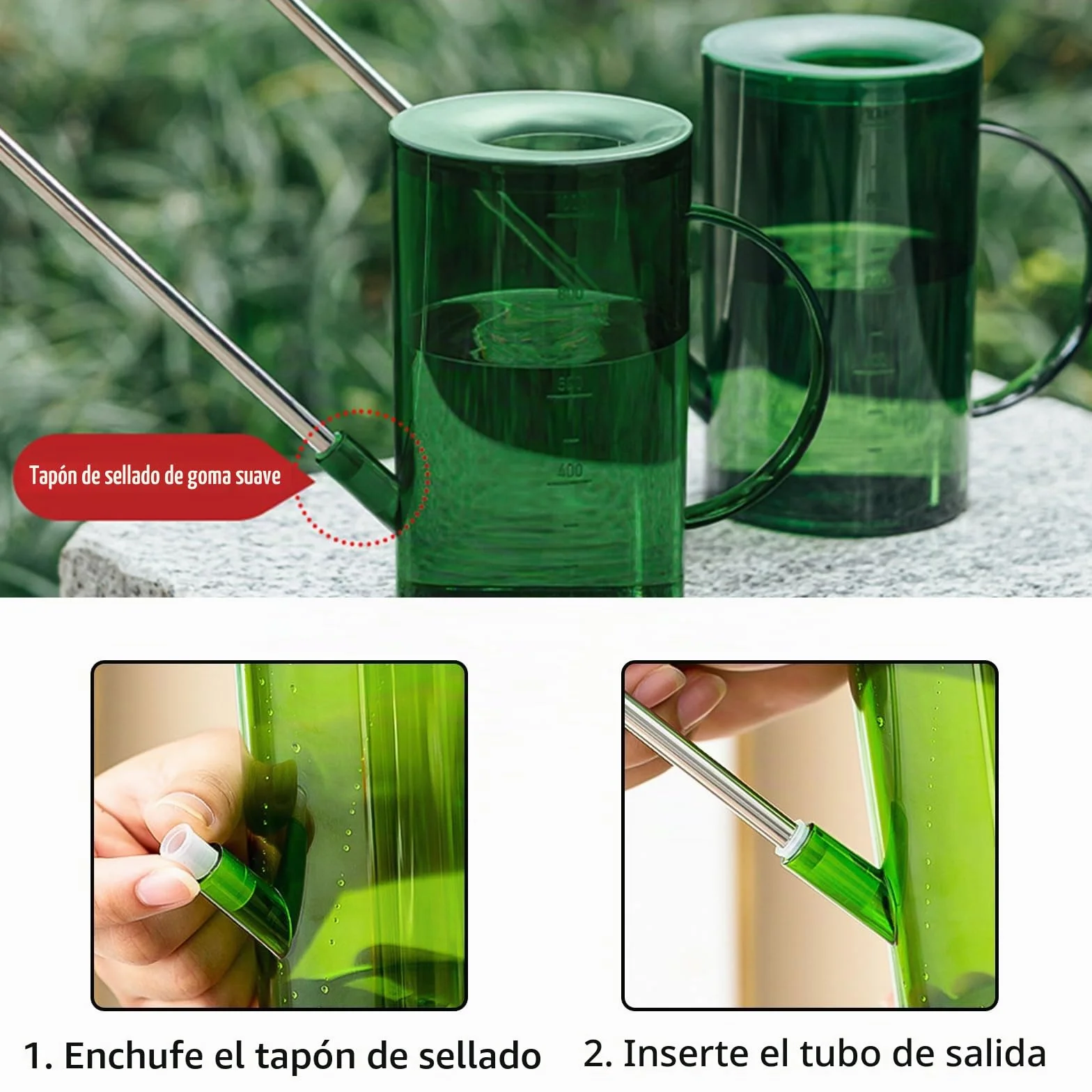 Regadera para Plantas de Interior con Pico Largo, Regadera para Plantas, Regaderas Pequeñas, Regaderas de Interior para Plantas de Interior, Flores, Suculentas 1L / 34oz (Verde)