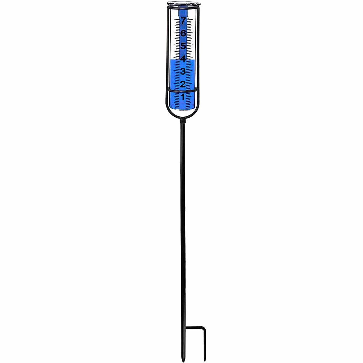 Pluviómetro de plástico para Exteriores con Soporte de Hierro, Resistente al frío, a Las Grietas y a la deformación, Ideal para la decoración de Jardines y céspedes.