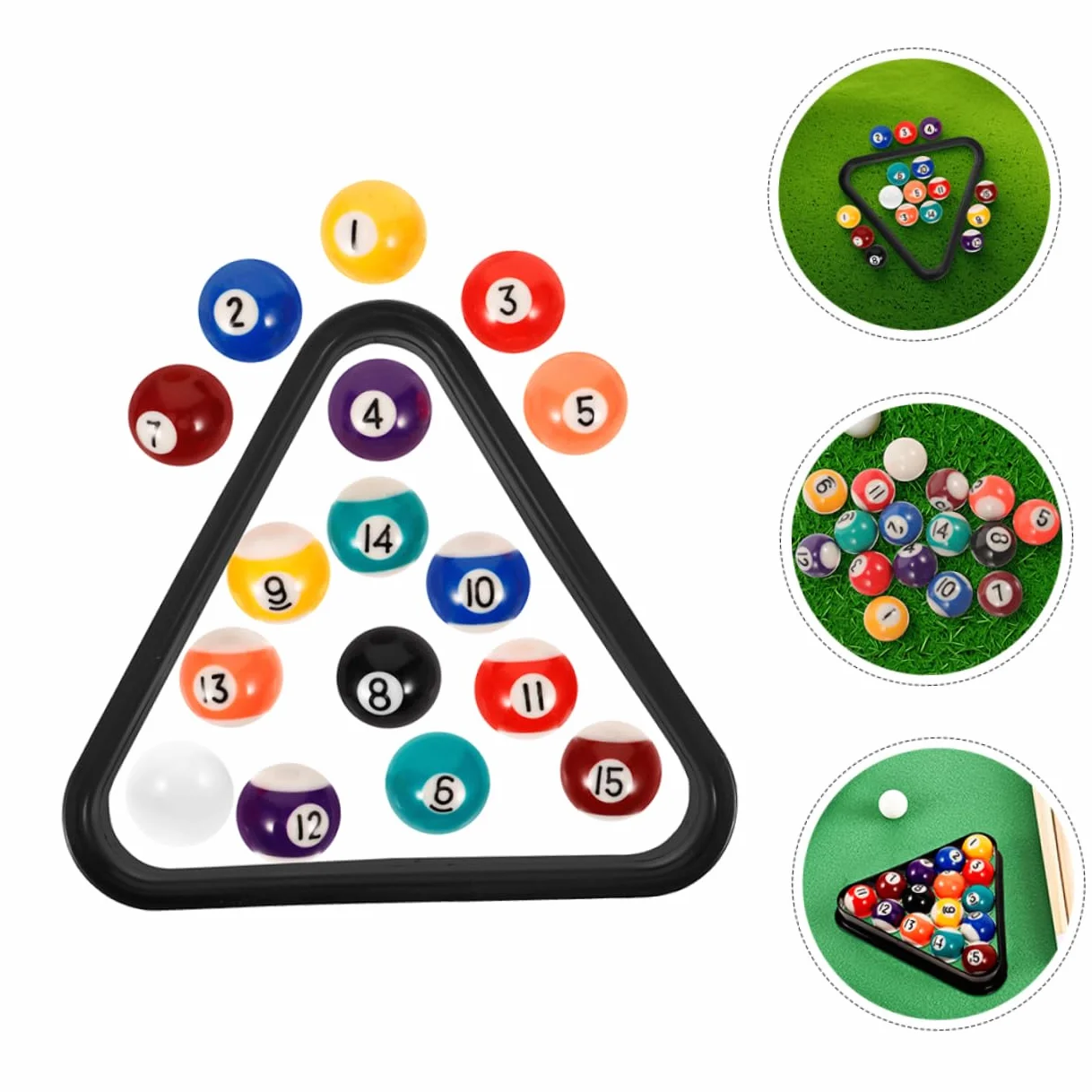 Juego de Bolas de Billar 17 Piezas Resina Mini Triángulo para Niños