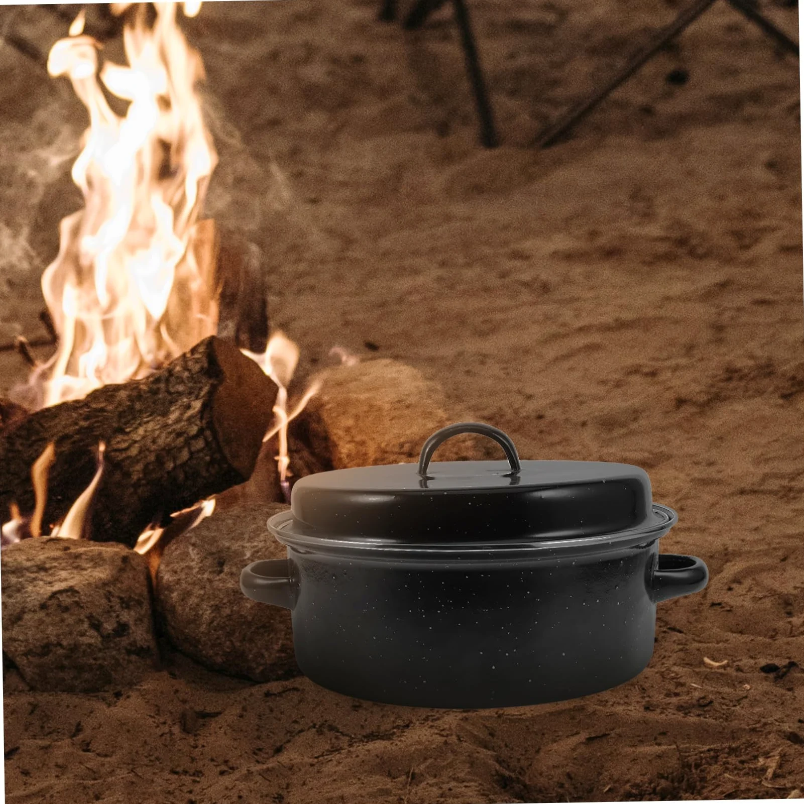 Olla Enameled Para Asar Tapa Doble Asa Resistente Altas Temperaturas