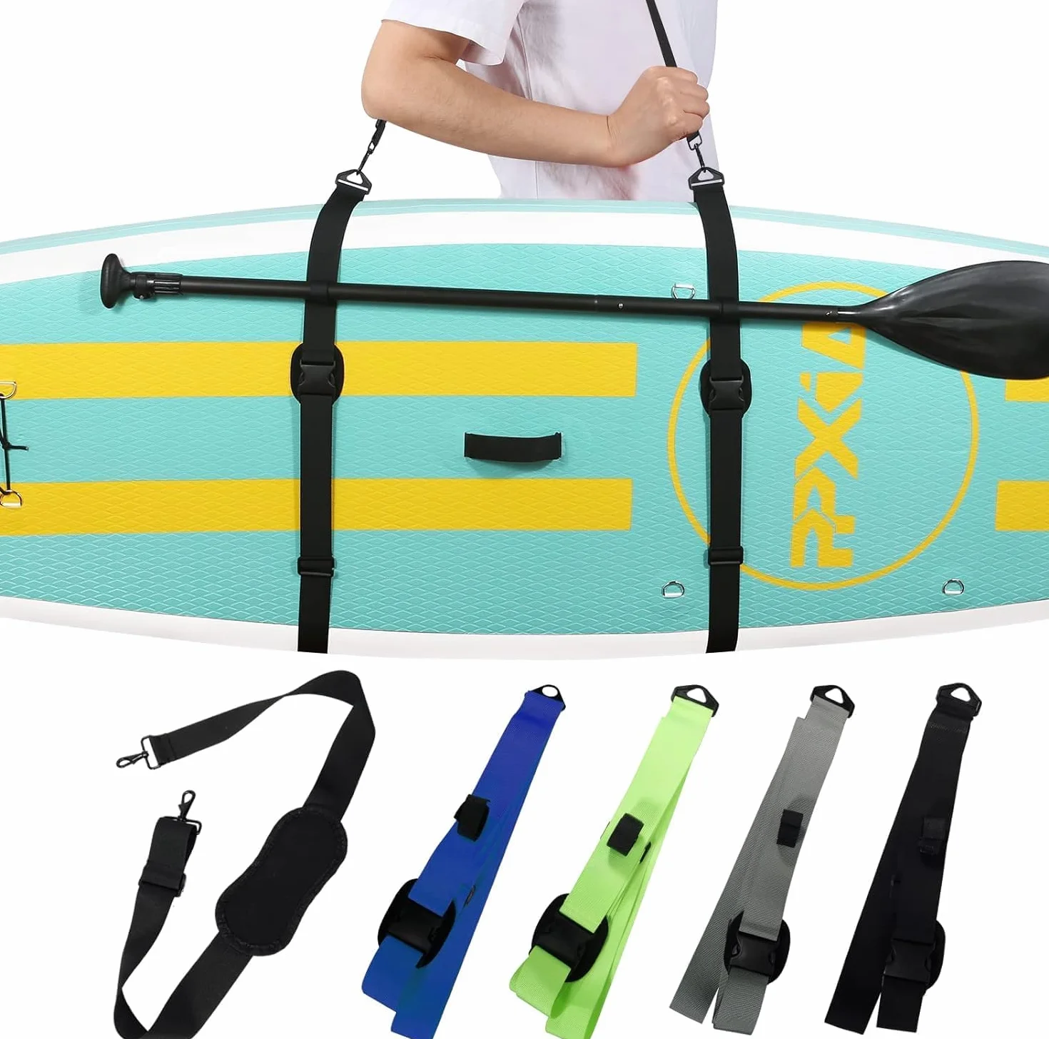 Funmo Correa de Transporte Portátil Manos Libres Acolchada para Kayak, Surf y Longboards