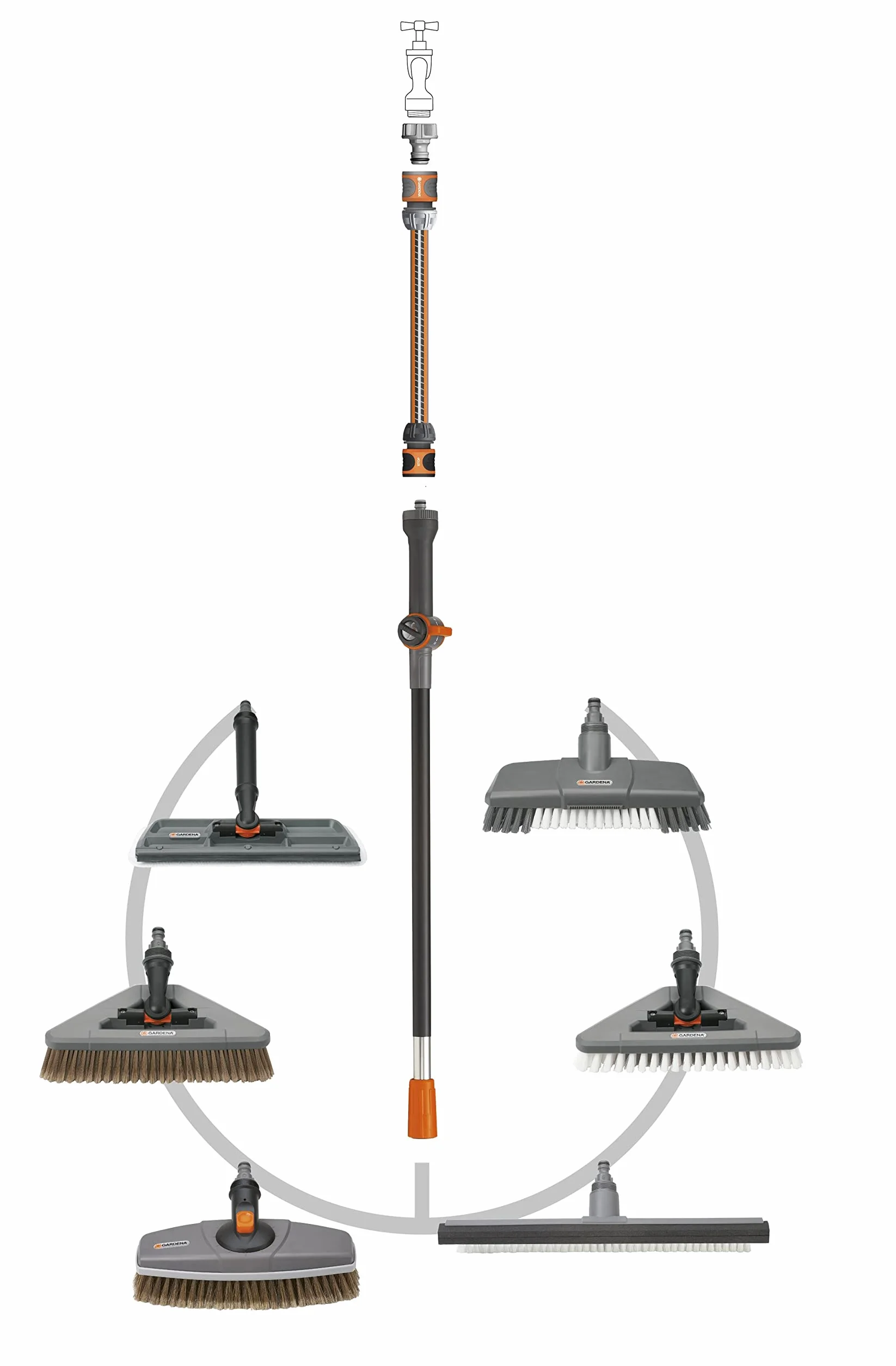 Set para limpieza del suelo: set de limpieza para terraza y jardín, incl. escobillón Comfort Cleansystem (5586-20)