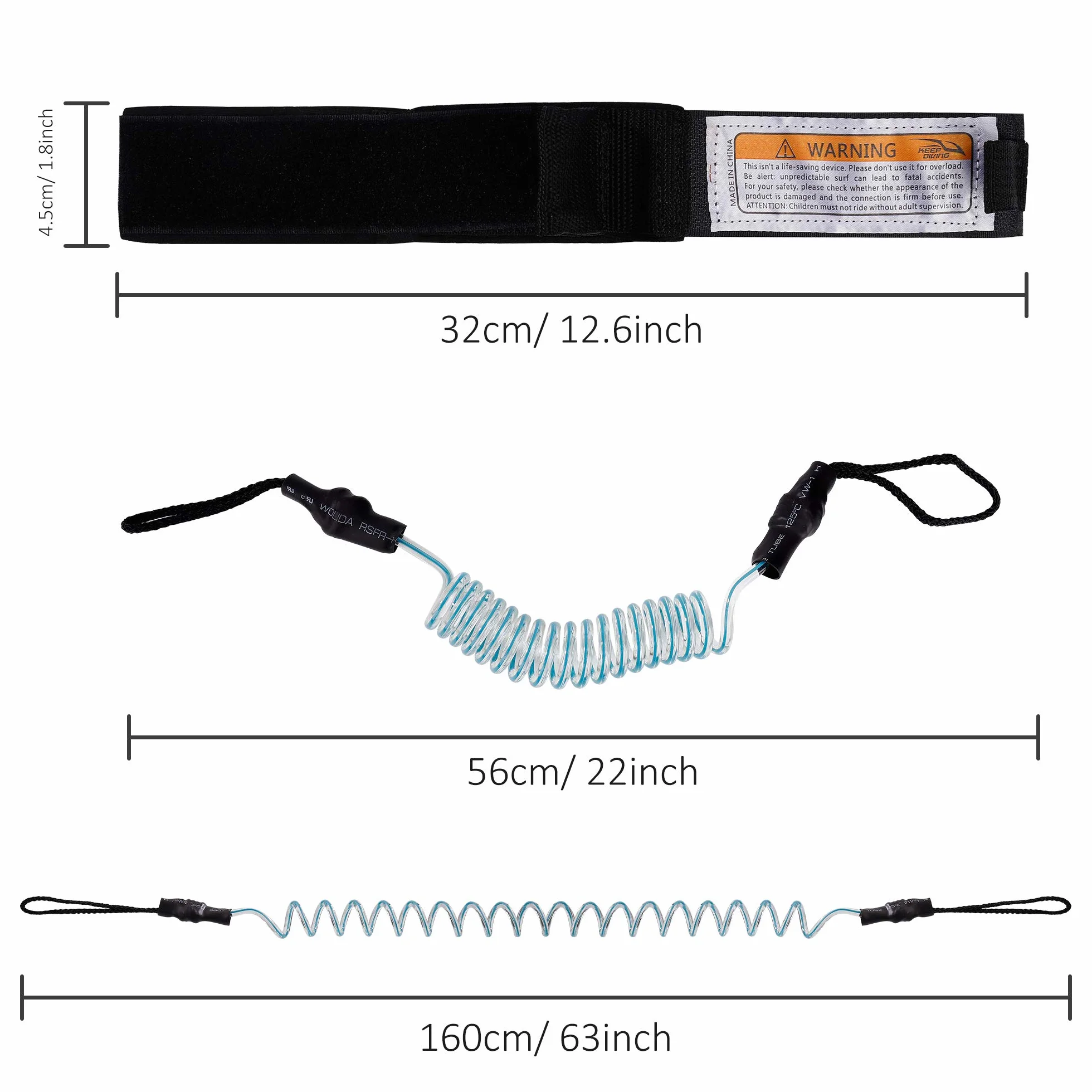 Espiral Ajustable Leash de Surf Sup 5 pies para Tablas Cortas Negro